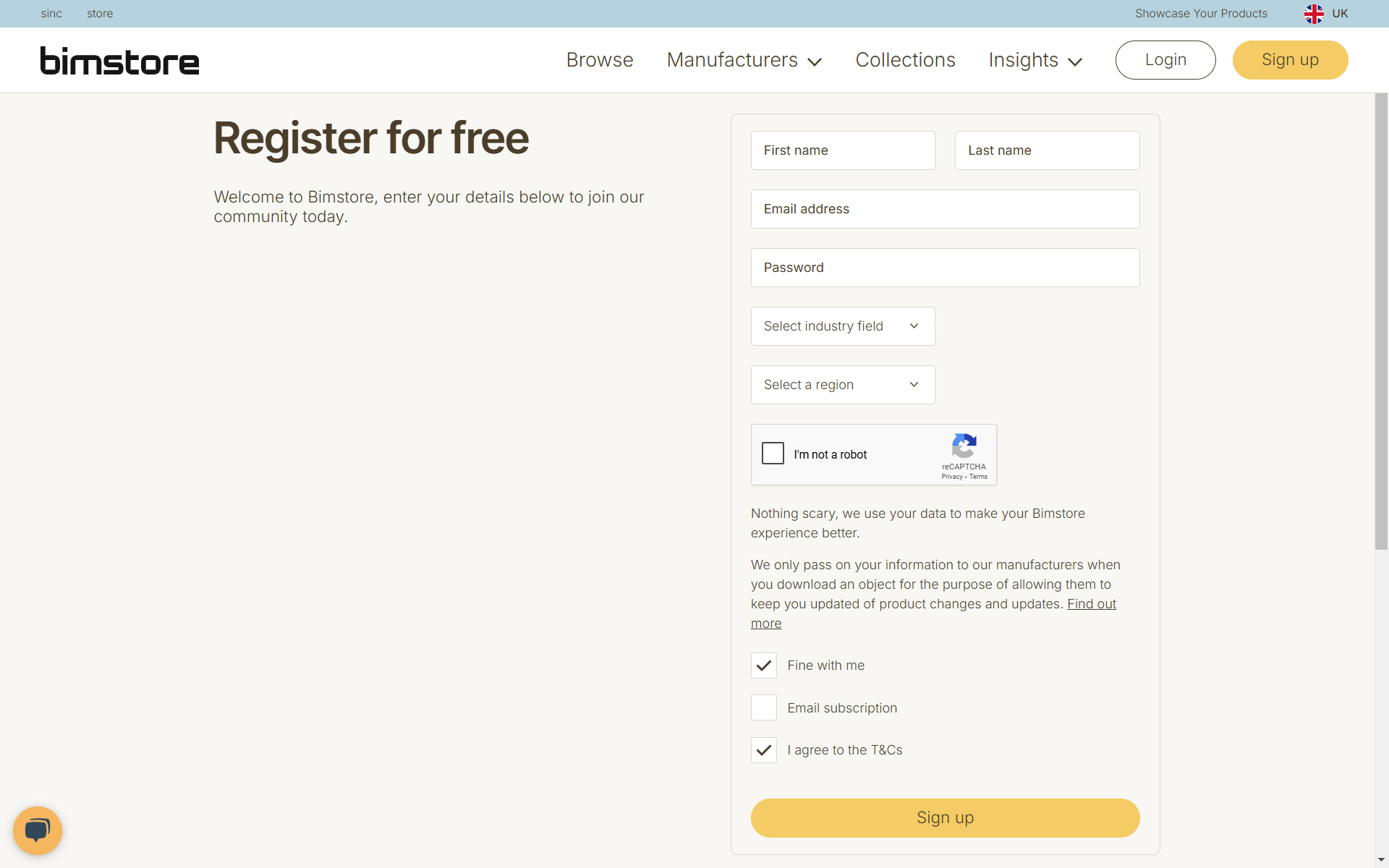 Register for Bimstore