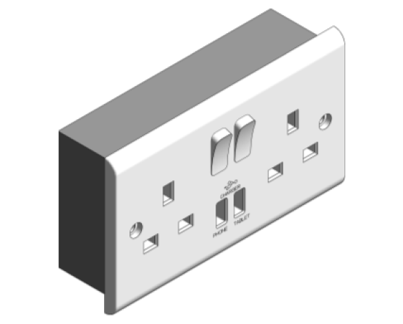Bim, Content, Object, Component, BIM, Store, Revit, Free, Original, Library, Electrical, Power, Fixtures, Deta, Electrical, Sockets, Switches, Plug, Gang, USB, Charging, Sockets, Slimline