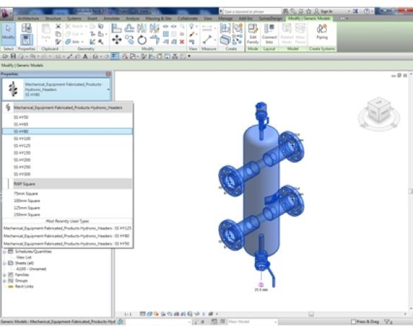   Bim, BIM, Store, Revit,Component,Object,Model,fabricated,products,mechanical,equipment,hydronic,header,air,dirt,separation,low,velocity,magnetic,water,distribution,heating,cooling,system,climate,optimum,energy,efficiency,micobubbles,hydraulic,separator