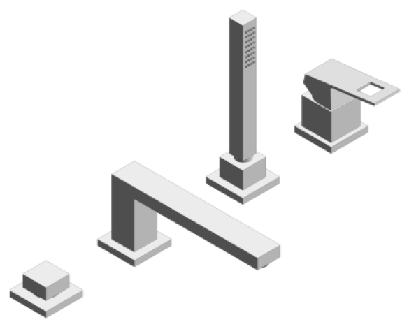 Revit, Bim, Store, Components, MEP, Object, Grohe, Plumbing, Fixtures, 14, METRIC, Eurocube, 4, Hole, Single, Lever, Bath, Combination, 19897000