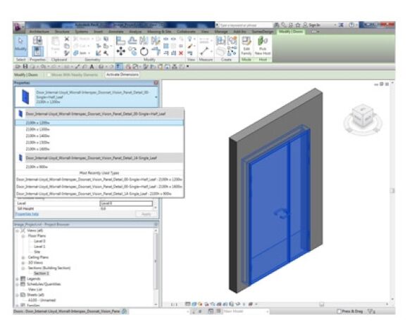 Revit, BIM, Download, Free, Components, Object, Interspec, Single, Door, Lloyd, Worrall, Half, leaf, ironmongery, doorset, detail, 00