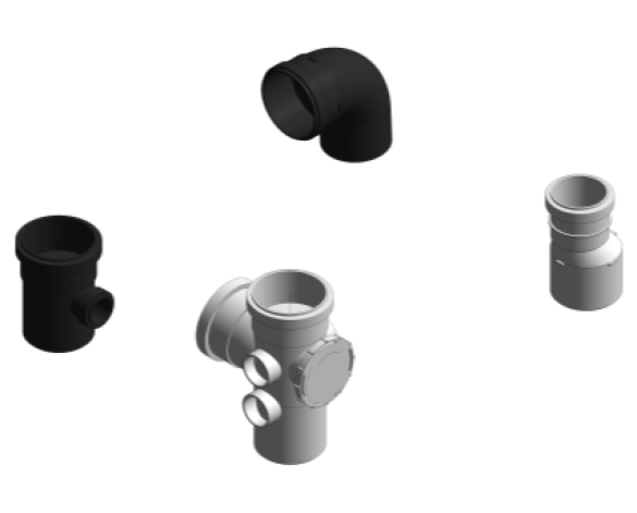 Bim, BIM, Store, Revit, Durapipe, Pipe, Pipes, Fitting, Coupling, Bend, Equal, Offset, Braches, Five, Three, Unequal, Boss, Rear, Access, Level, Invert, Reducer, Adaptor, Marley, Plumbing, and, Drainage, Push, Fit, Soil, PVC, u, PVCu