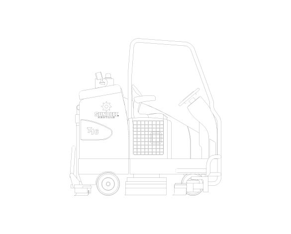 Product: Sunbelt Rentals - Battery Powered Ride On Scrubber Dryer - Tennant T16