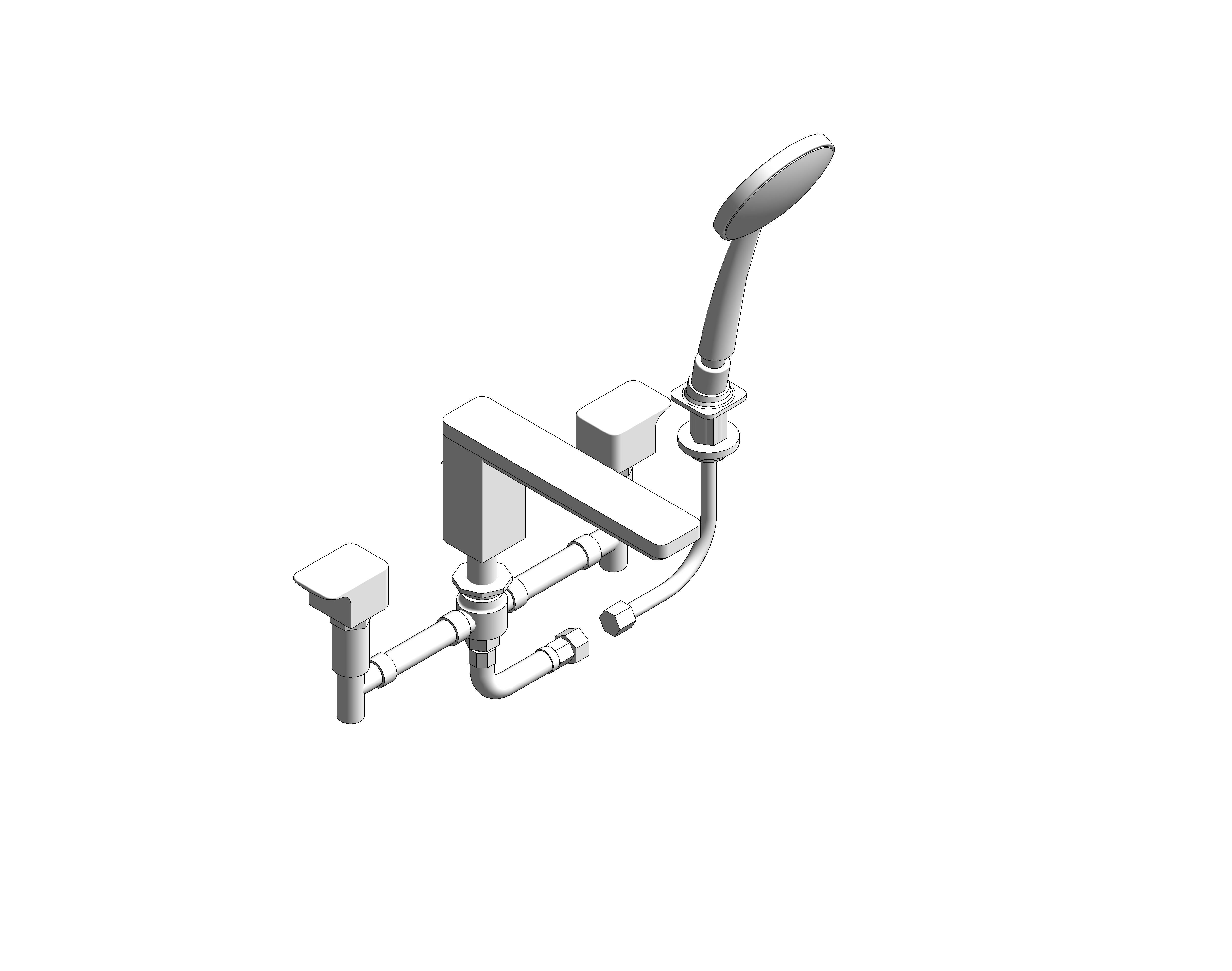 bimstore 3D image of the Acacia Evolution Deck Mount Bath & Shower Mixer with Shower Kit - FFAS1300-601500BF0 from American Standard