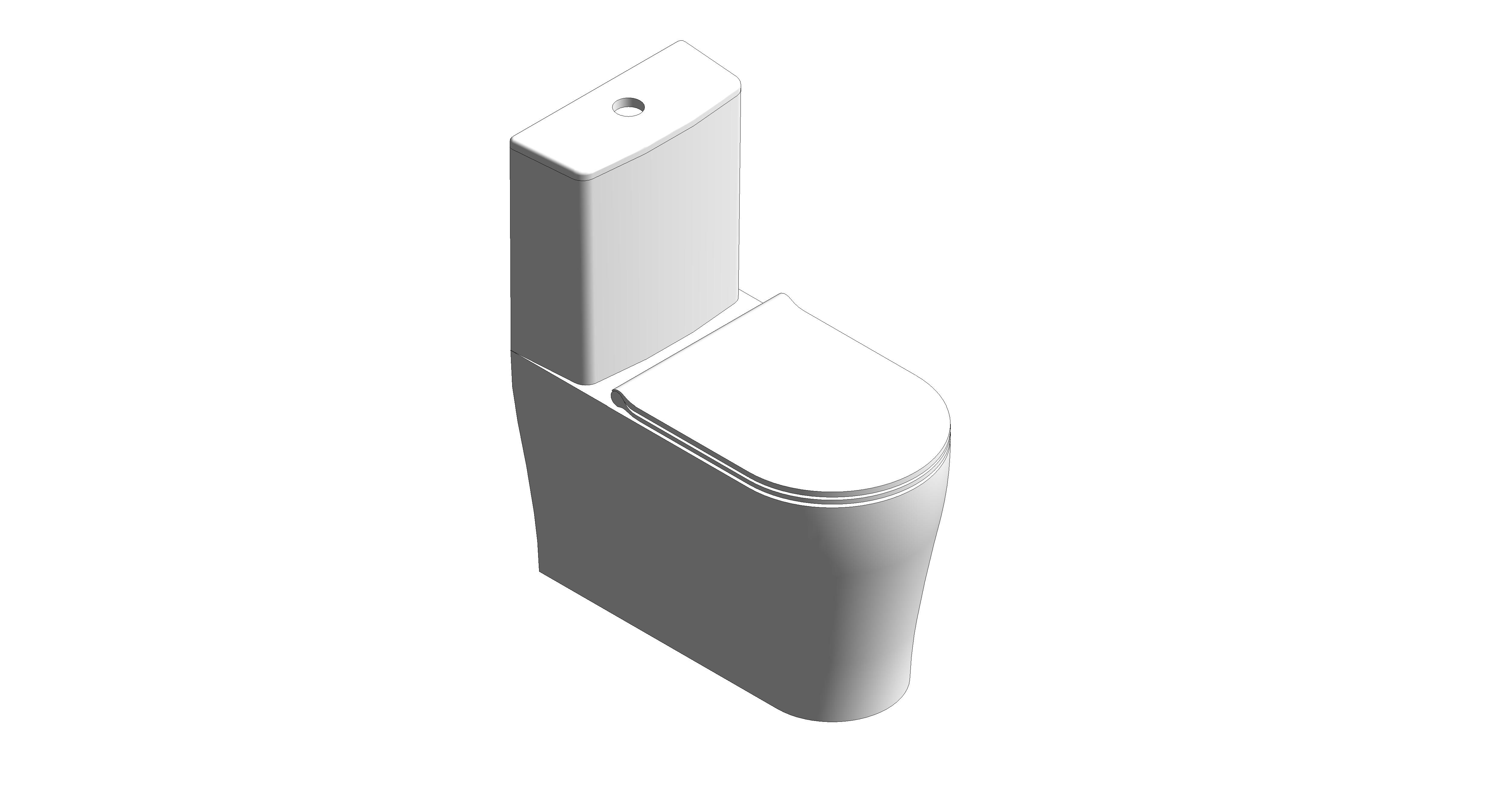 bimstore 3D image of American Standard - Cygnet Square Overheight Hygiene Rim Back to Wall Toilet - Back Inlet