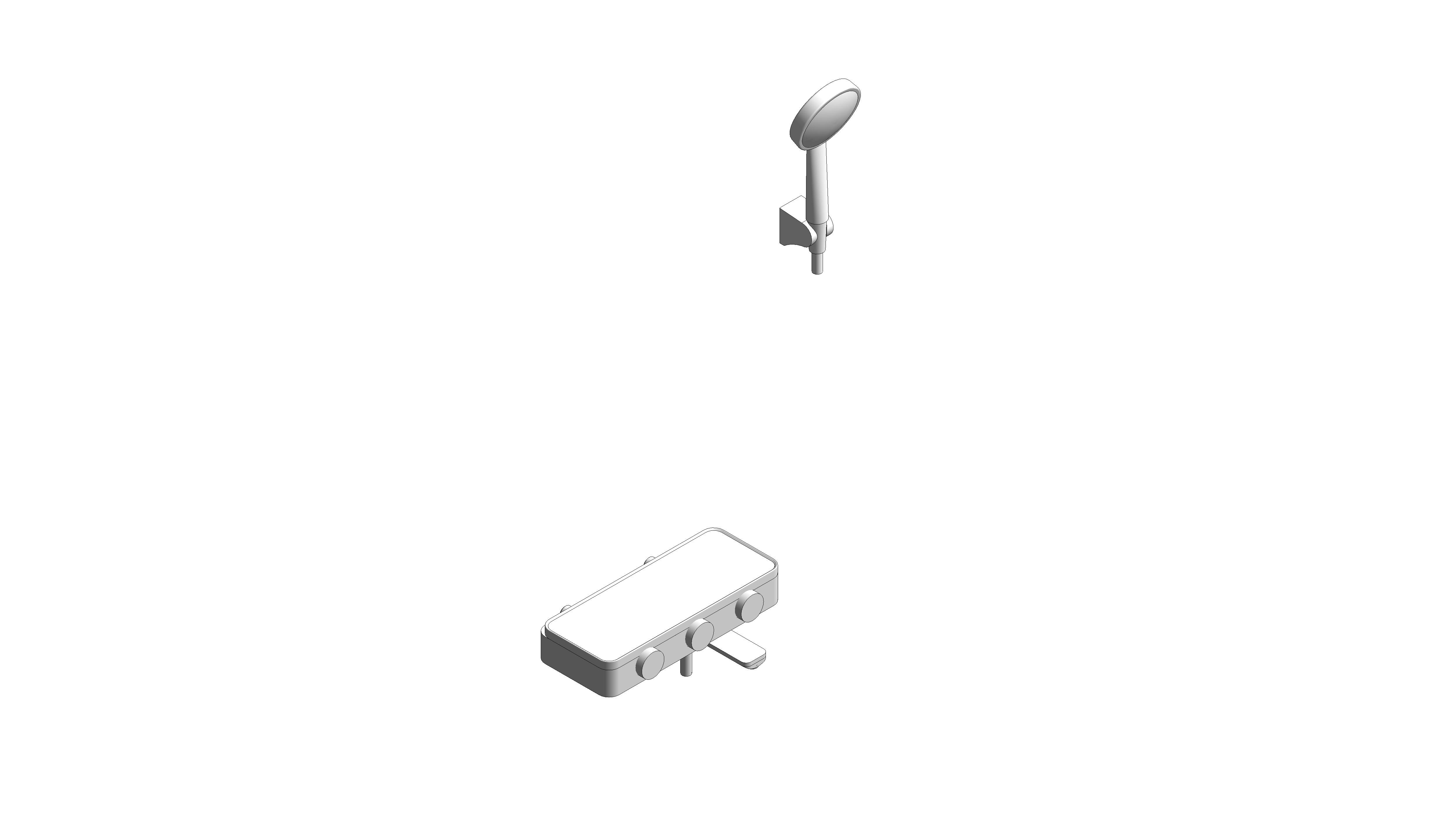 bimstore 3D image of the EasySet Exposed Bath & Shower Auto Temperature Mixer with Shower Kit - FFAS4954-601500BT0 from American Standard