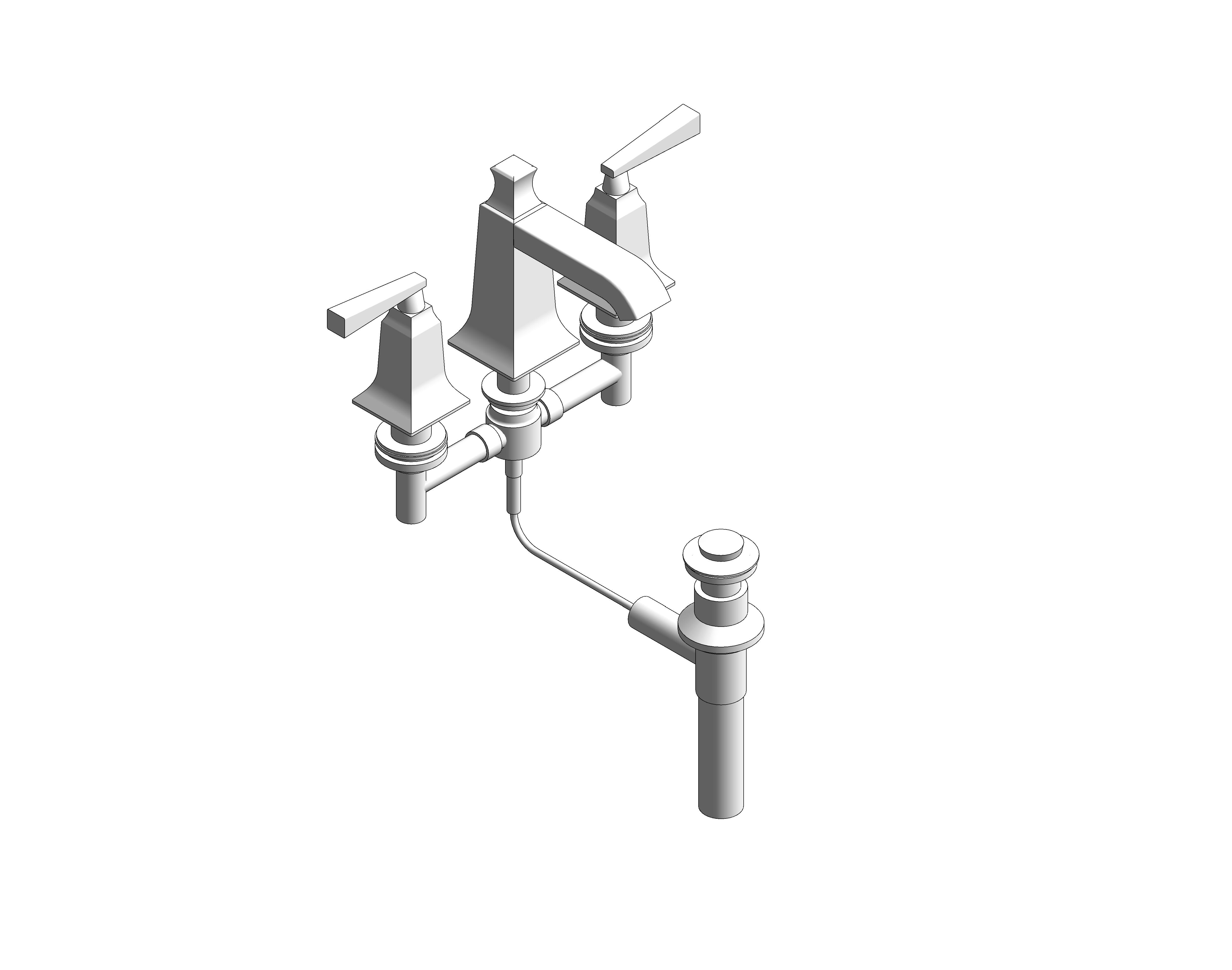 bimstore 3D image of the Kastello 3-Hole Basin Mixer with Pop-Up Drain - FFAS1603-101500BC0 from American Standard