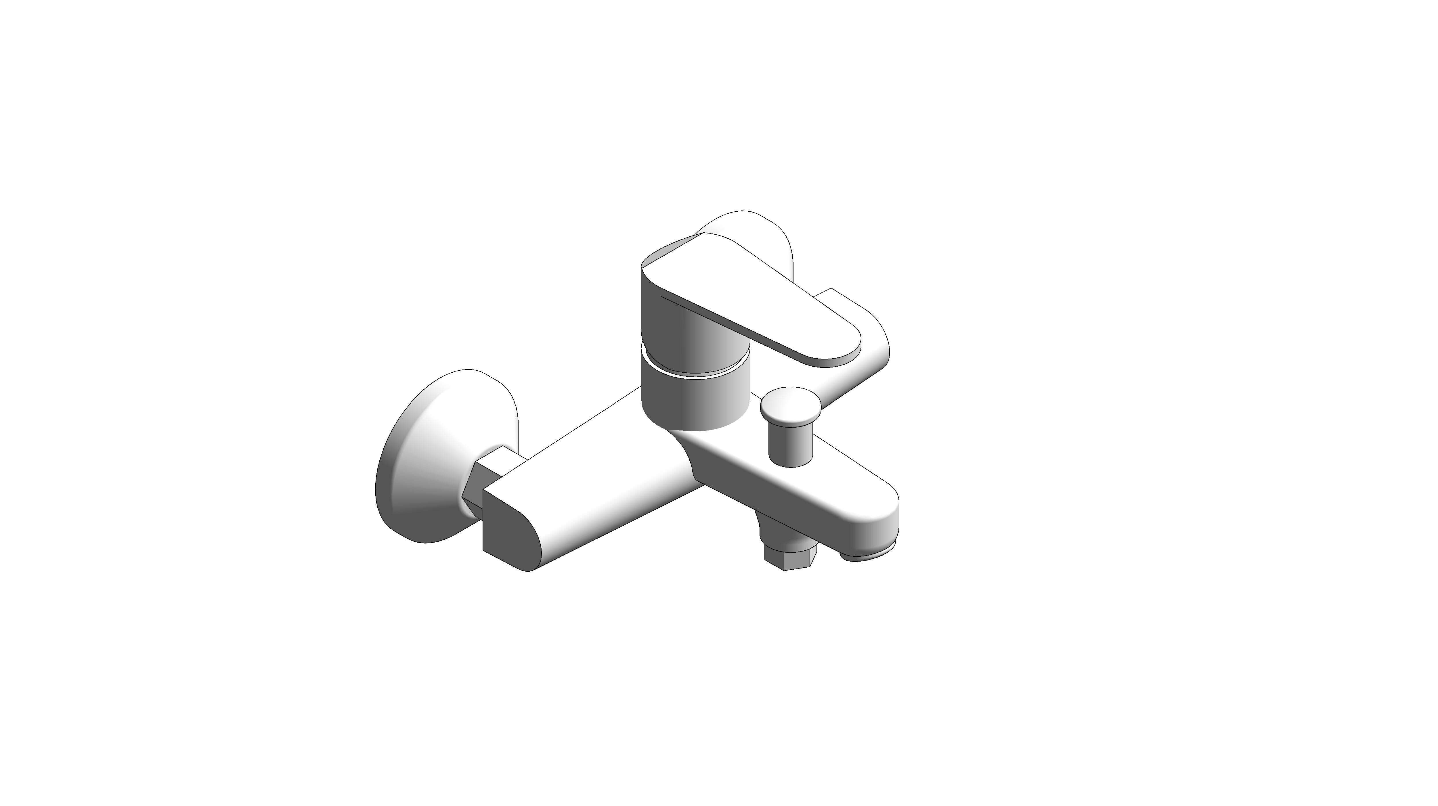 bimstore 3D image of the Neo Modern Exposed Bath & Shower Mixer with Shower Kit - FFAS0711-601500BF0 from American Standard