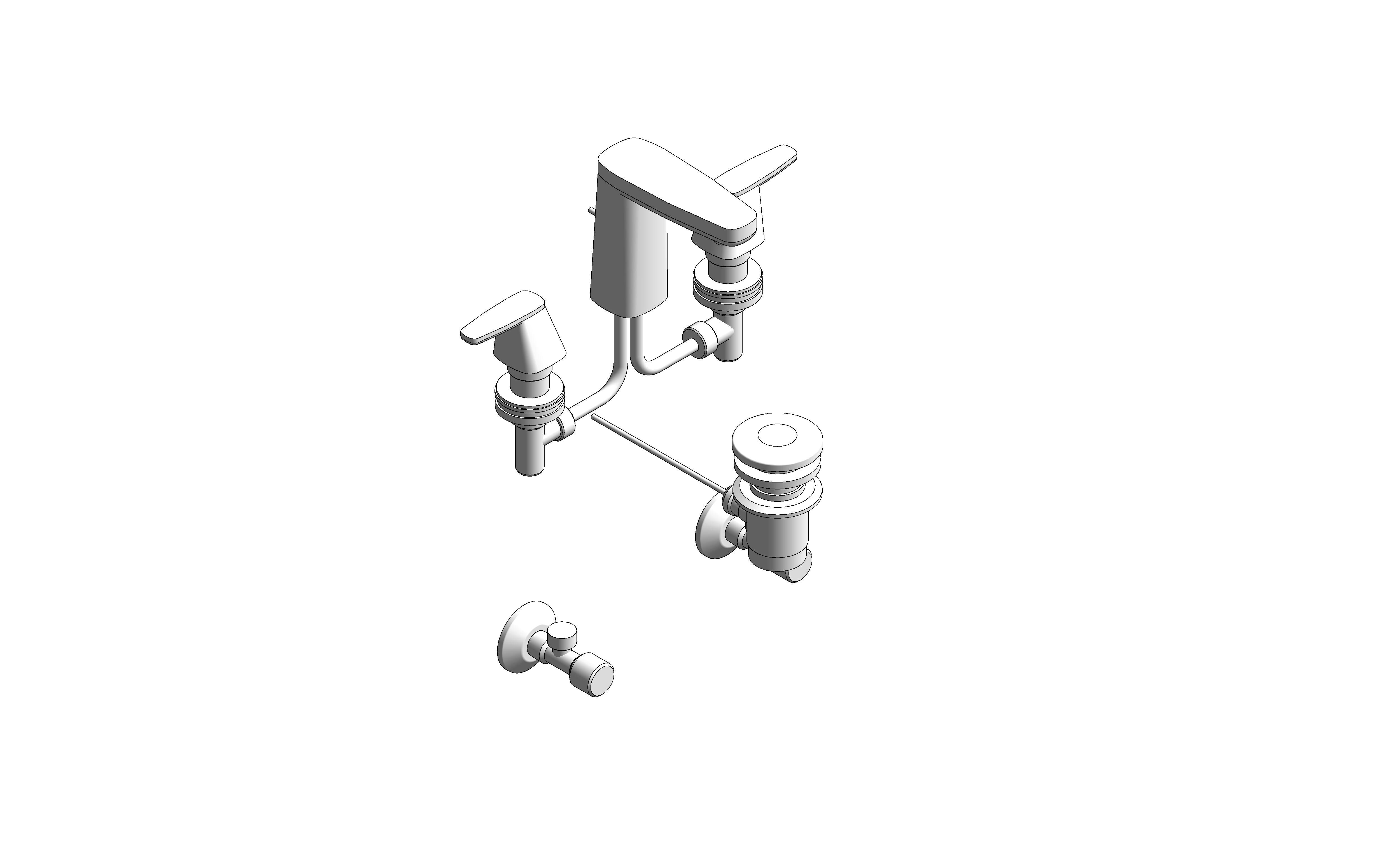 bimstore 3D image of the Signature 3-Hole Basin Mixer with Pop-Up Drain - FFAS1703-1615L0BT0 from American Standard