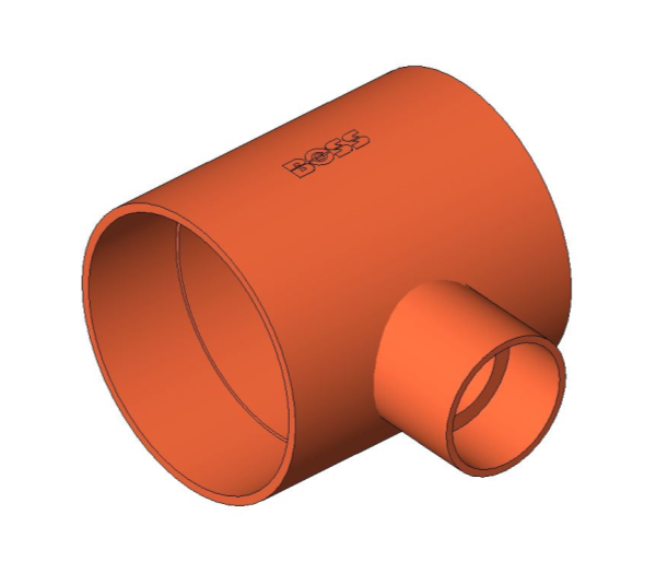 bimstore 3D image of BB25 Branch Reduced Tee from Boss