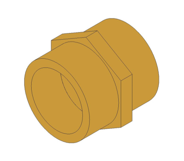 bimstore 3D image of the Brass Screwed Pipe Hexagon Nipple from Boss