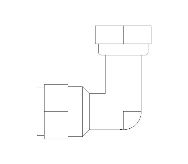 bimstore plan image of the Compression Swivel Female Bent Tap Connector from Boss
