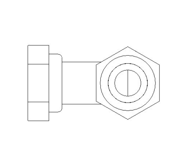 bimstore side image of the Compression Swivel Female Bent Tap Connector from Boss