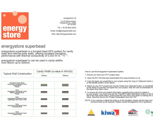 Product: Energystore Superbead ® Cavity wall Insulation KIWA Certified