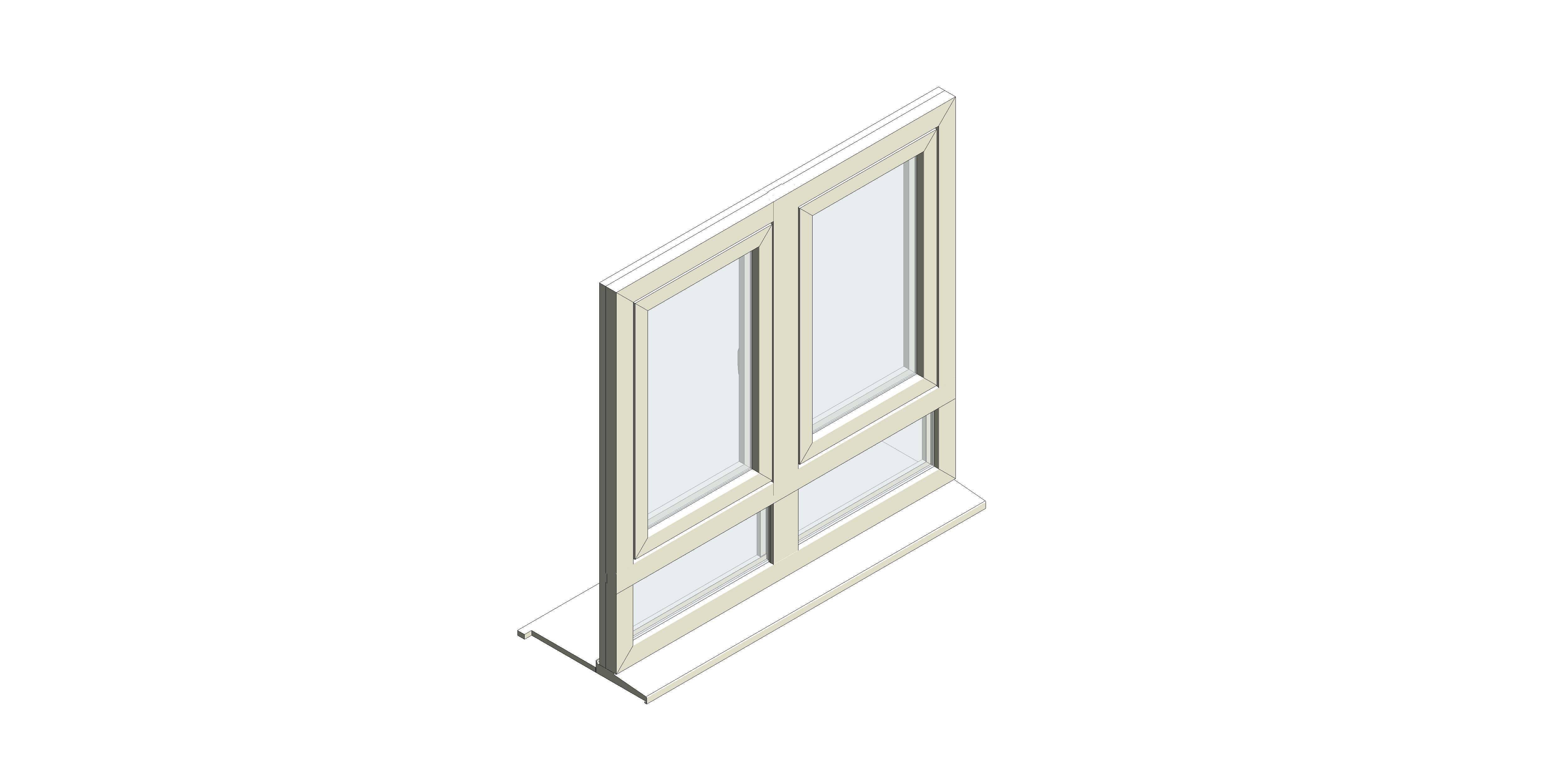 Product: Flush Tilt & Turn Window - Double Top Hung Over Fixed Bottom