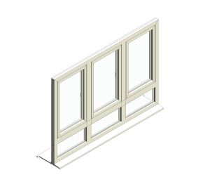 Product: Flush Tilt & Turn Window - Triple Top Hung Over Fixed Bottom