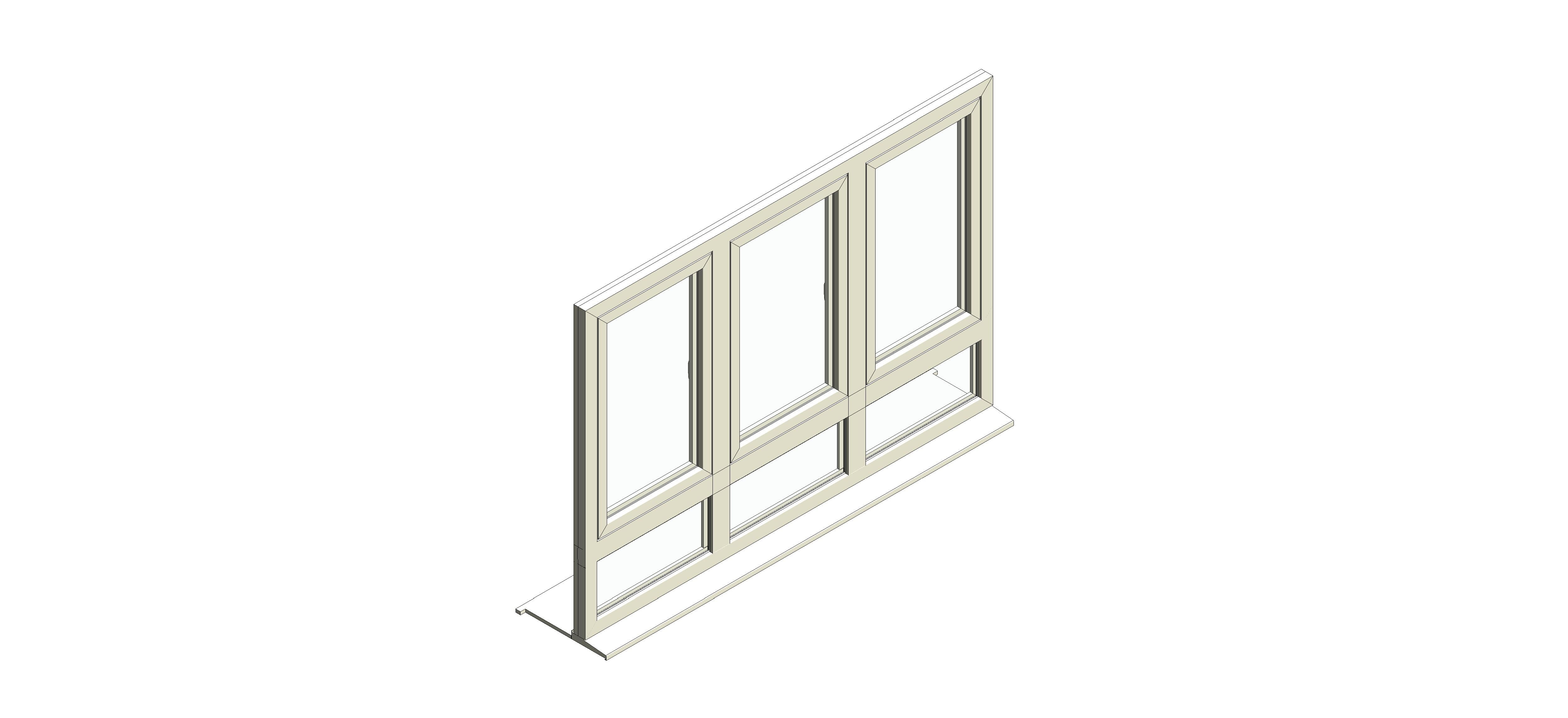 Product: Flush Tilt & Turn Window - Triple Top Hung Over Fixed Bottom