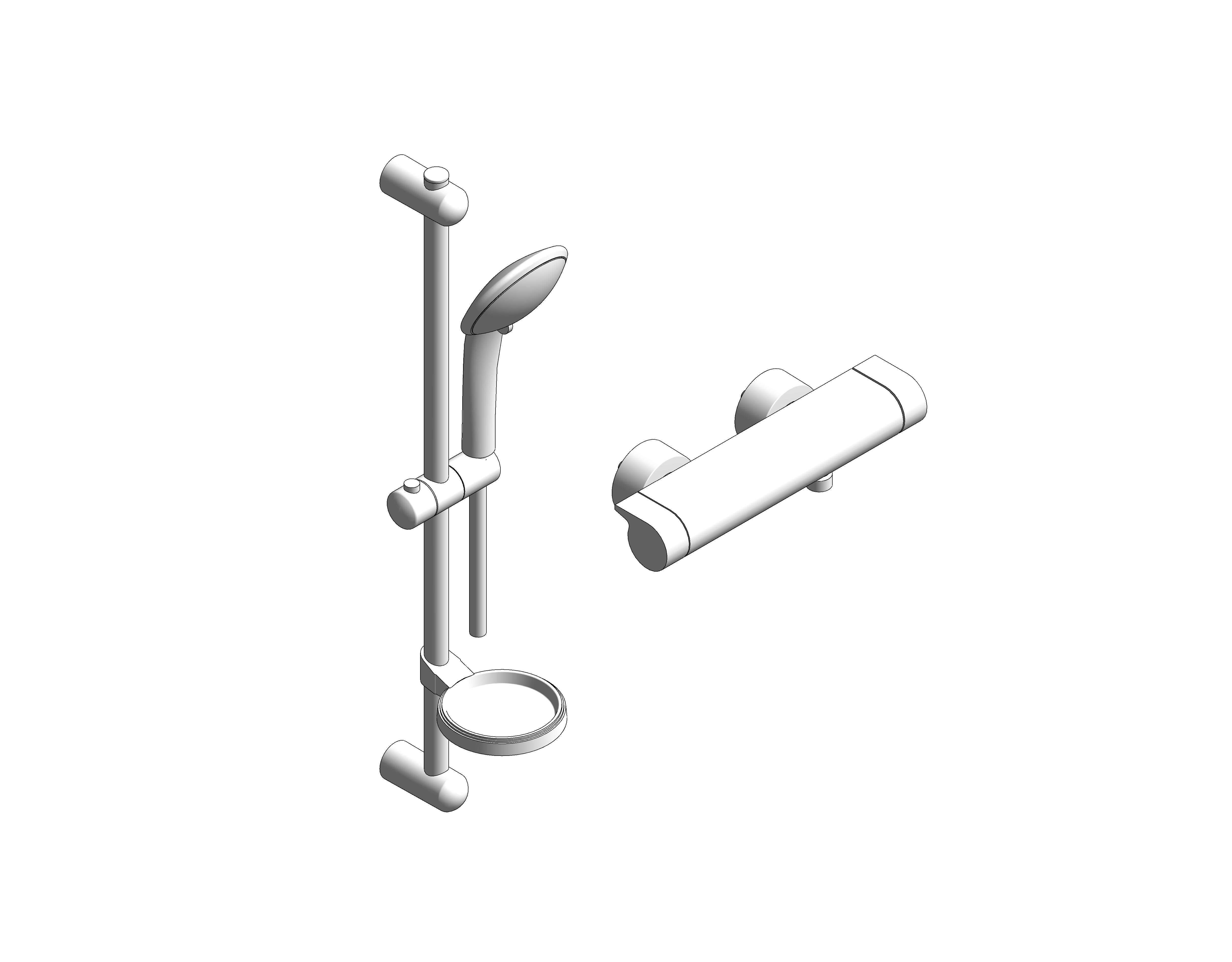 bimstore 3D image of the Grohe Grohtherm 2000 - Thermostatic shower mixer 1/2″ with shower set - 34195001