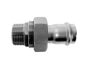 Product: Tubepress - Barrel Union, Male, Flat Sealing, Stainless Steel Nut