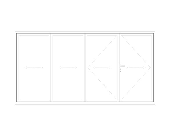Product: OB-72 Aluminium Bi-fold Door (3+1)