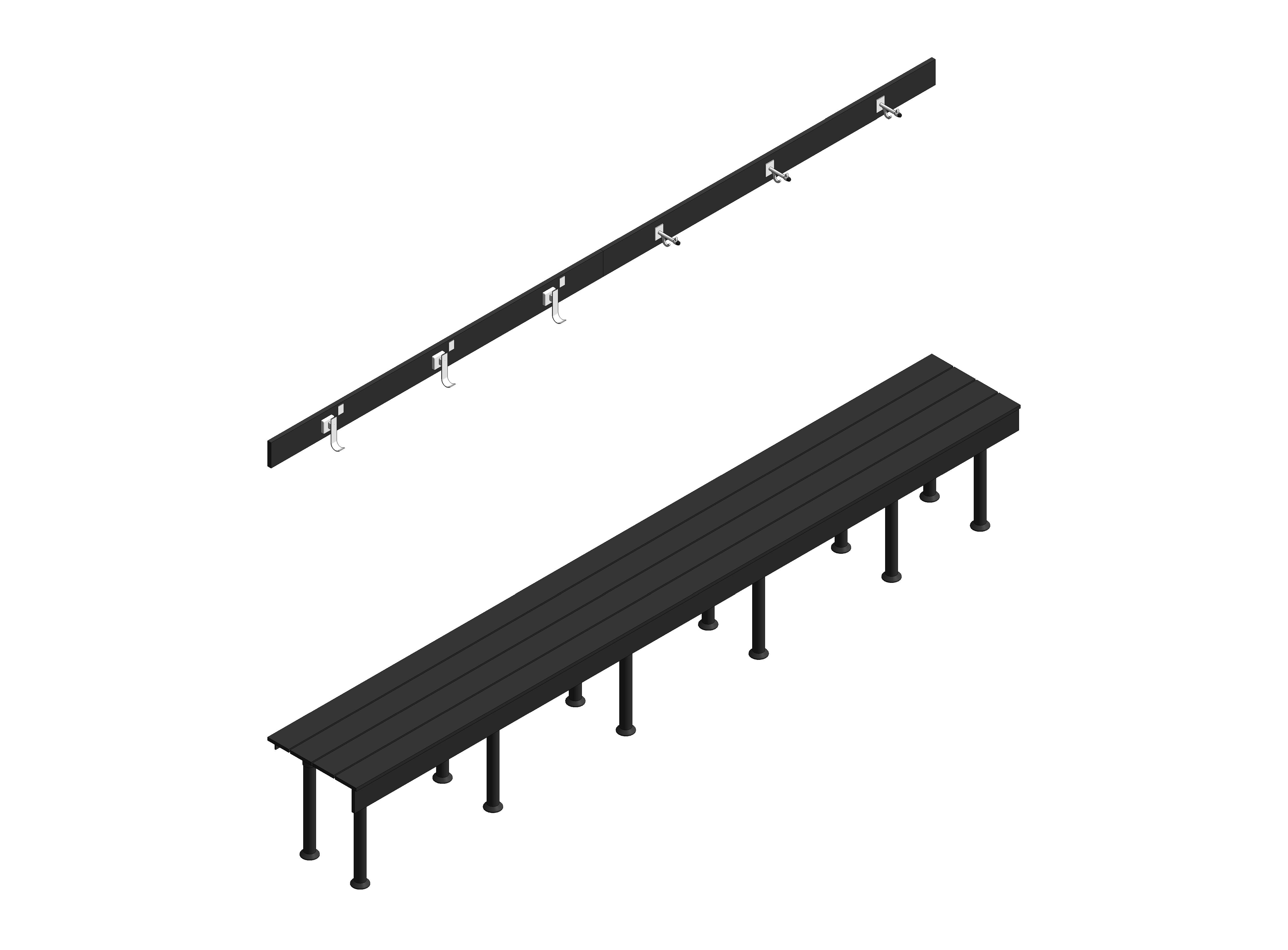 Image of Wall Seating with Adjustable Legs and Hook Strips