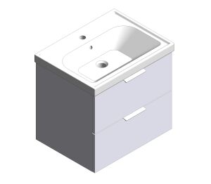 Product: STOCKHOLM Wall Hung 60cm Two Drawer Vanity Unit Gloss White-Brushed Chrome Handles