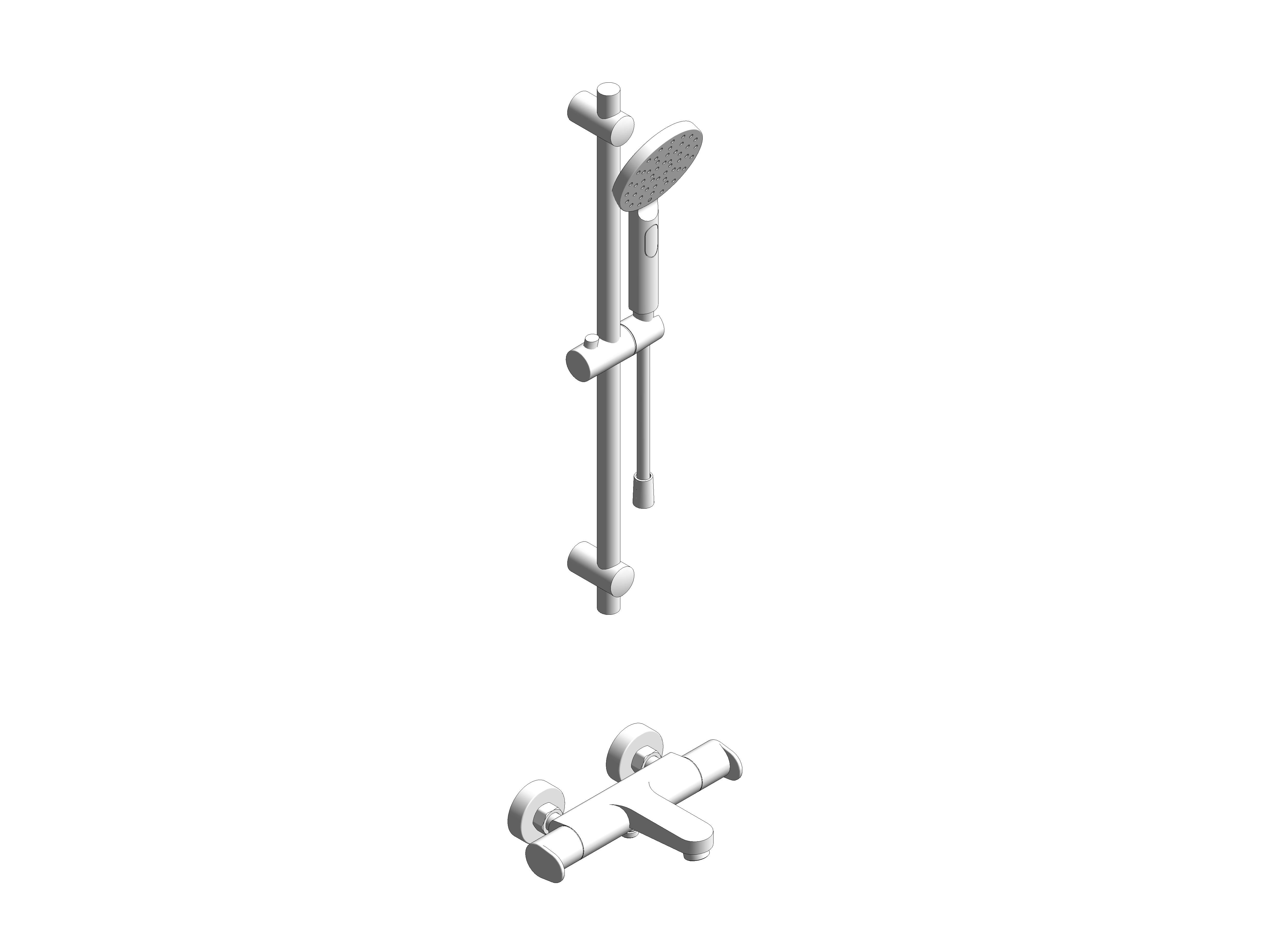Product: URBAN Wall Mounted Thermostatic Bath Shower Mixer & Slide Rail Kit Chrome