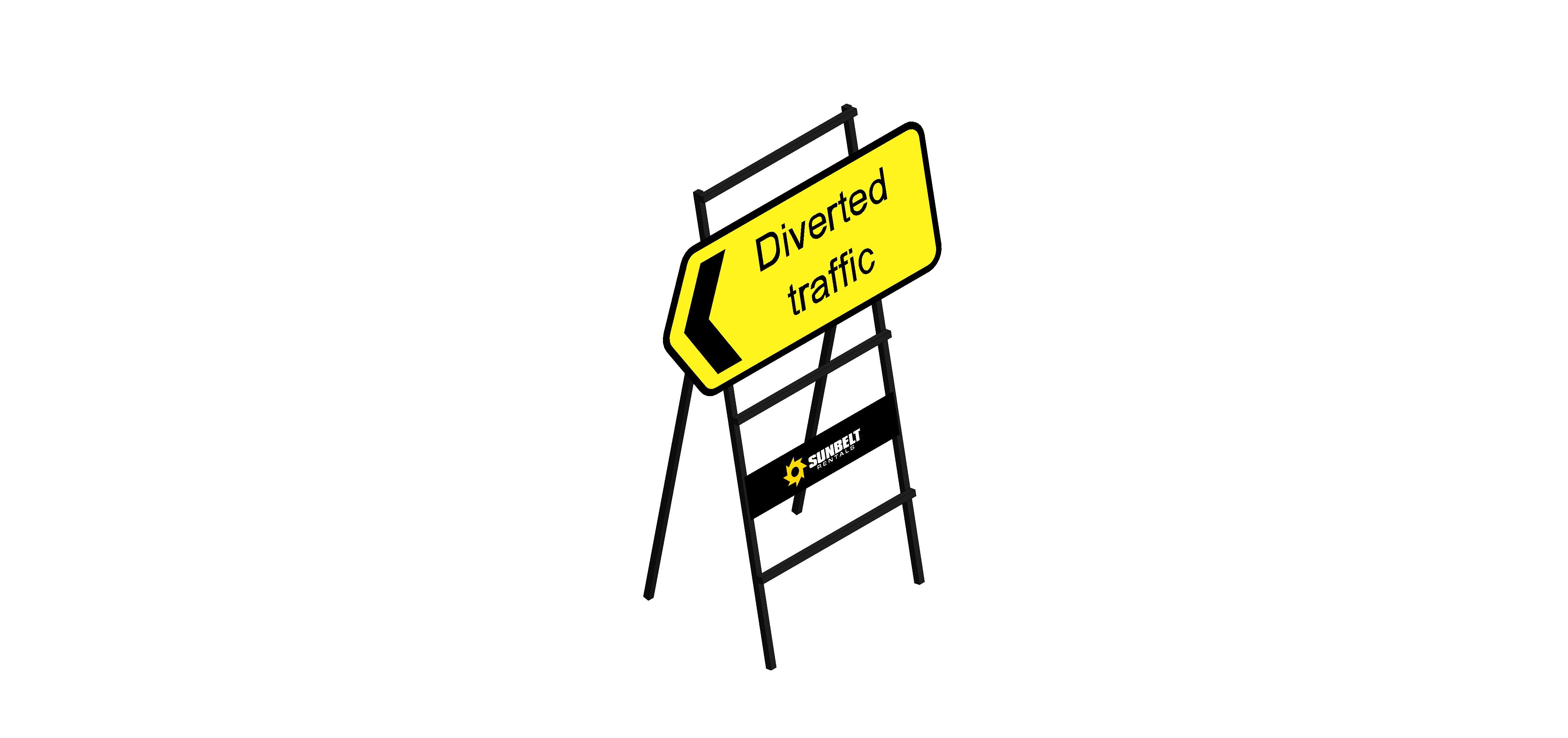 Product: Sunbelt Rentals - Road Sign - Diverted Traffic (Small) (Left / Right / Straight)