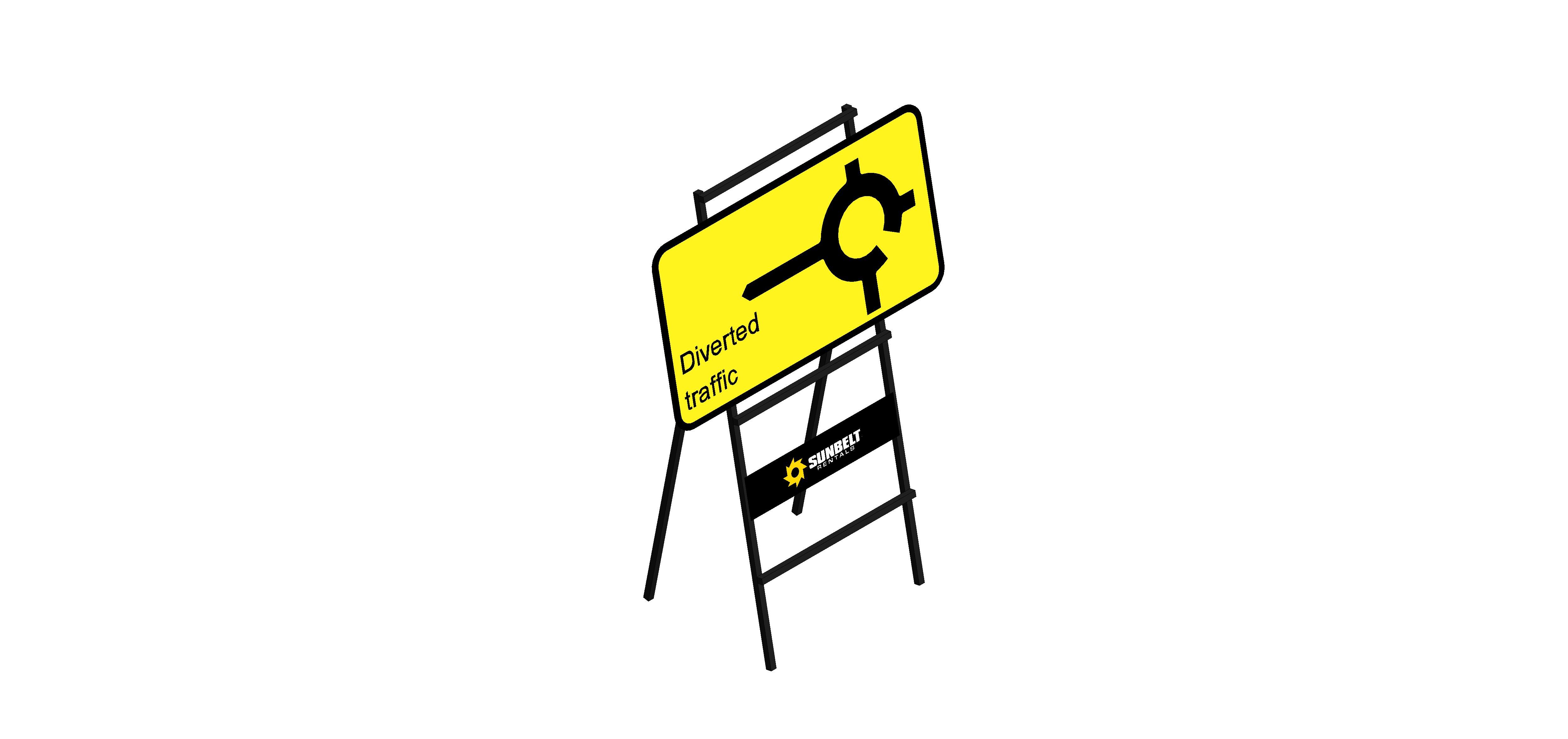 Product: Sunbelt Rentals - Road Sign - Diverted Traffic Roundabout (Left / Right / Straight)