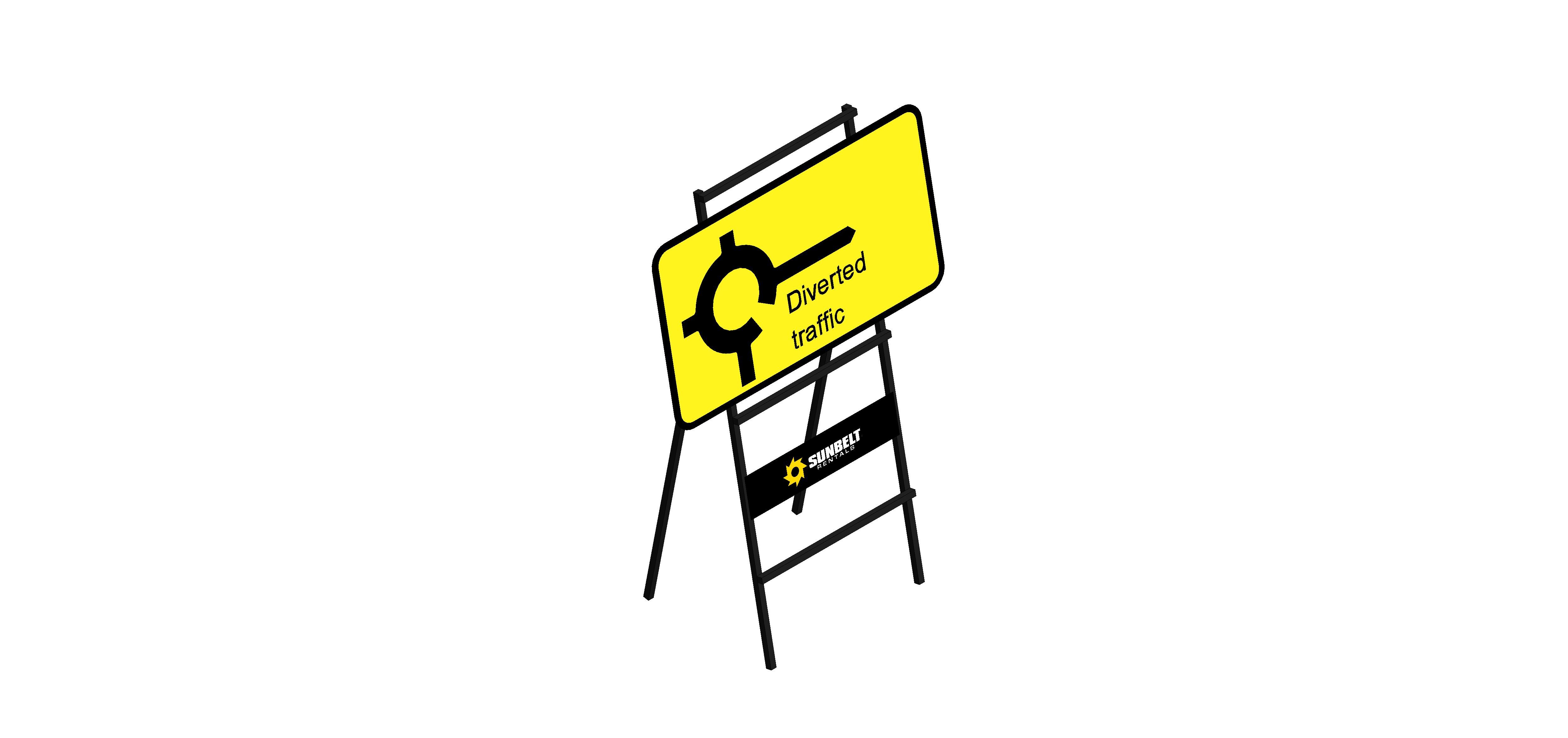 Product: Sunbelt Rentals - Road Sign - Diverted Traffic Roundabout (Left / Right / Straight)