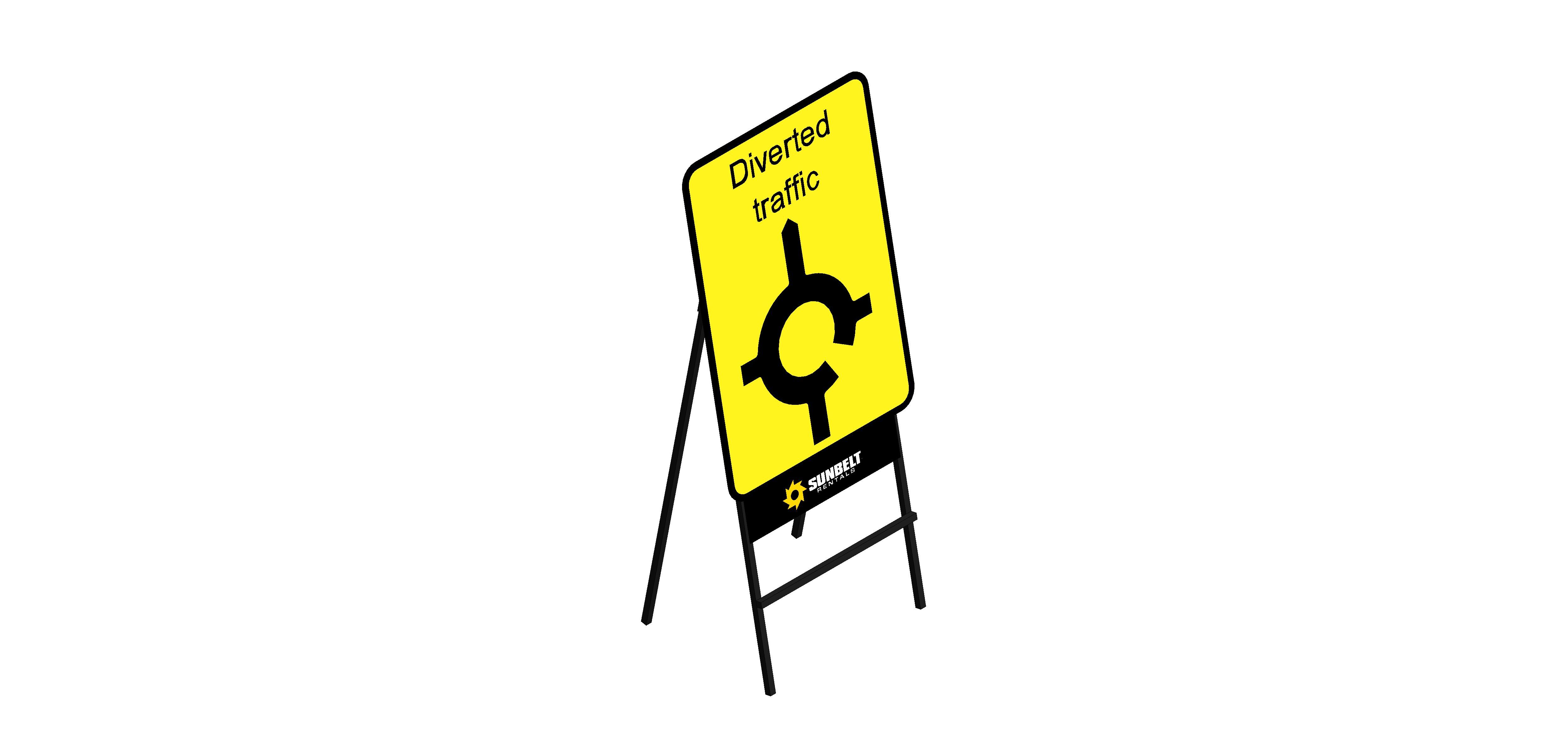 Product: Sunbelt Rentals - Road Sign - Diverted Traffic Roundabout (Left / Right / Straight)