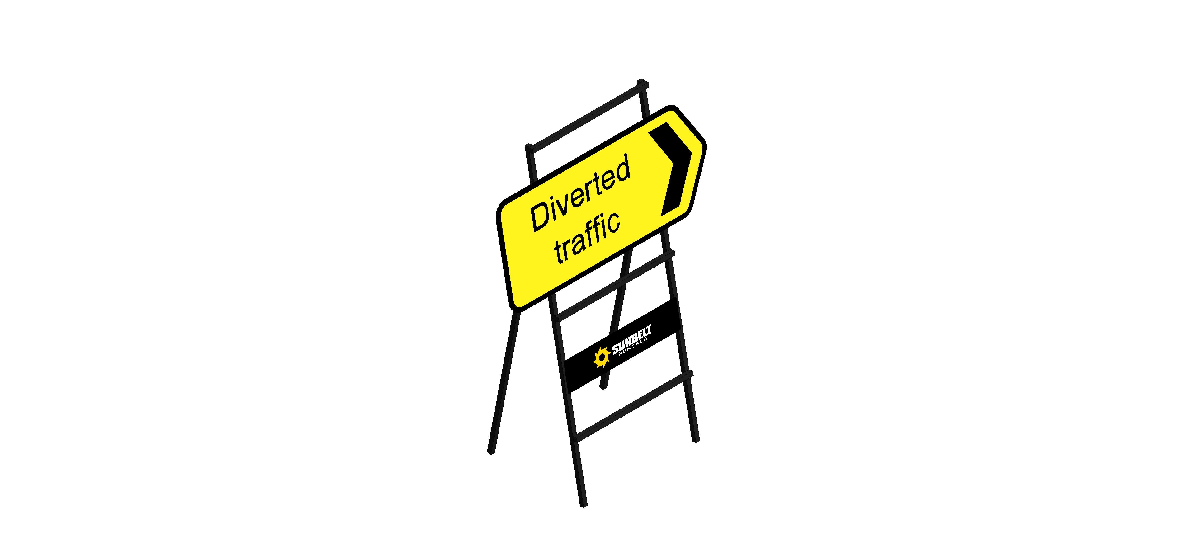 Product: Sunbelt Rentals - Road Sign - Diverted Traffic (Small) (Left / Right / Straight)