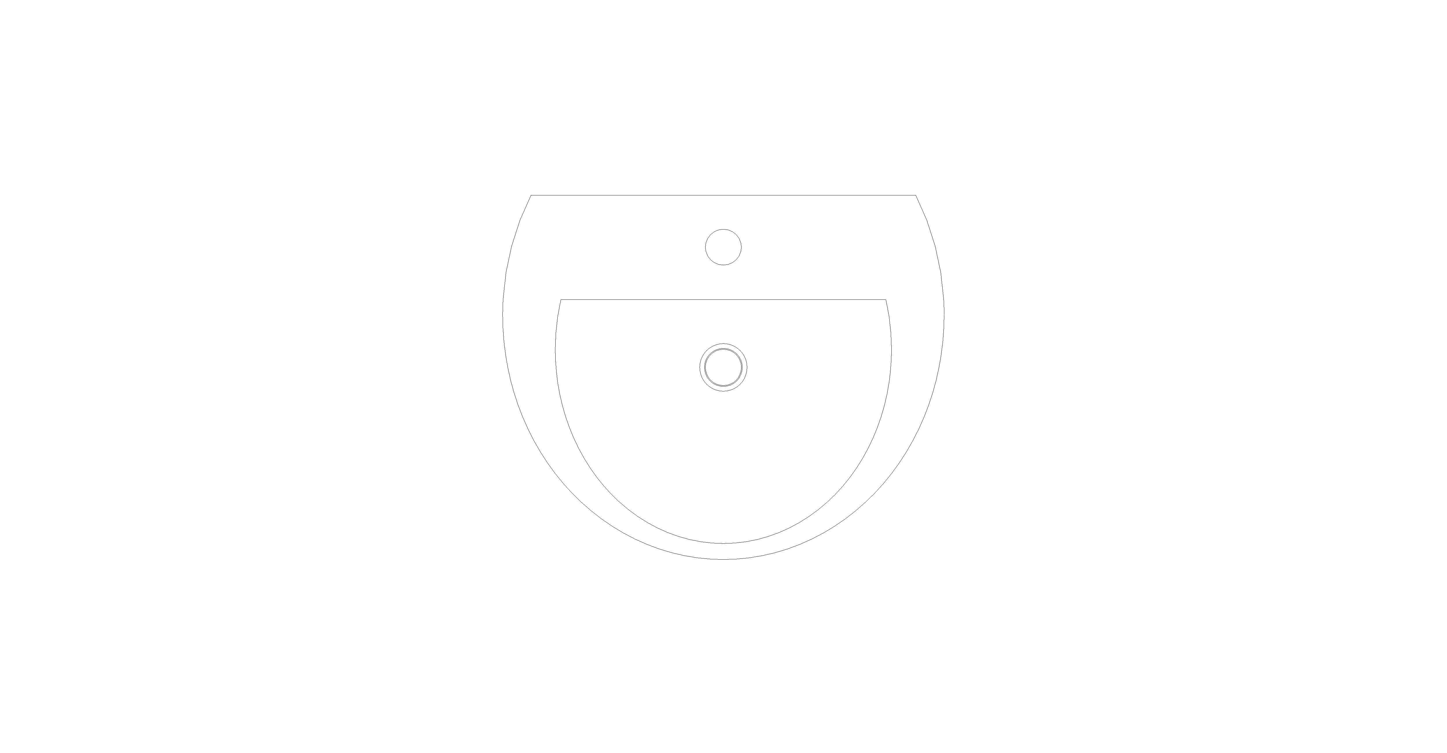 bimstore plan image of the 450mm Wall Hung Basin 1 Tap Hole from Trade Washrooms