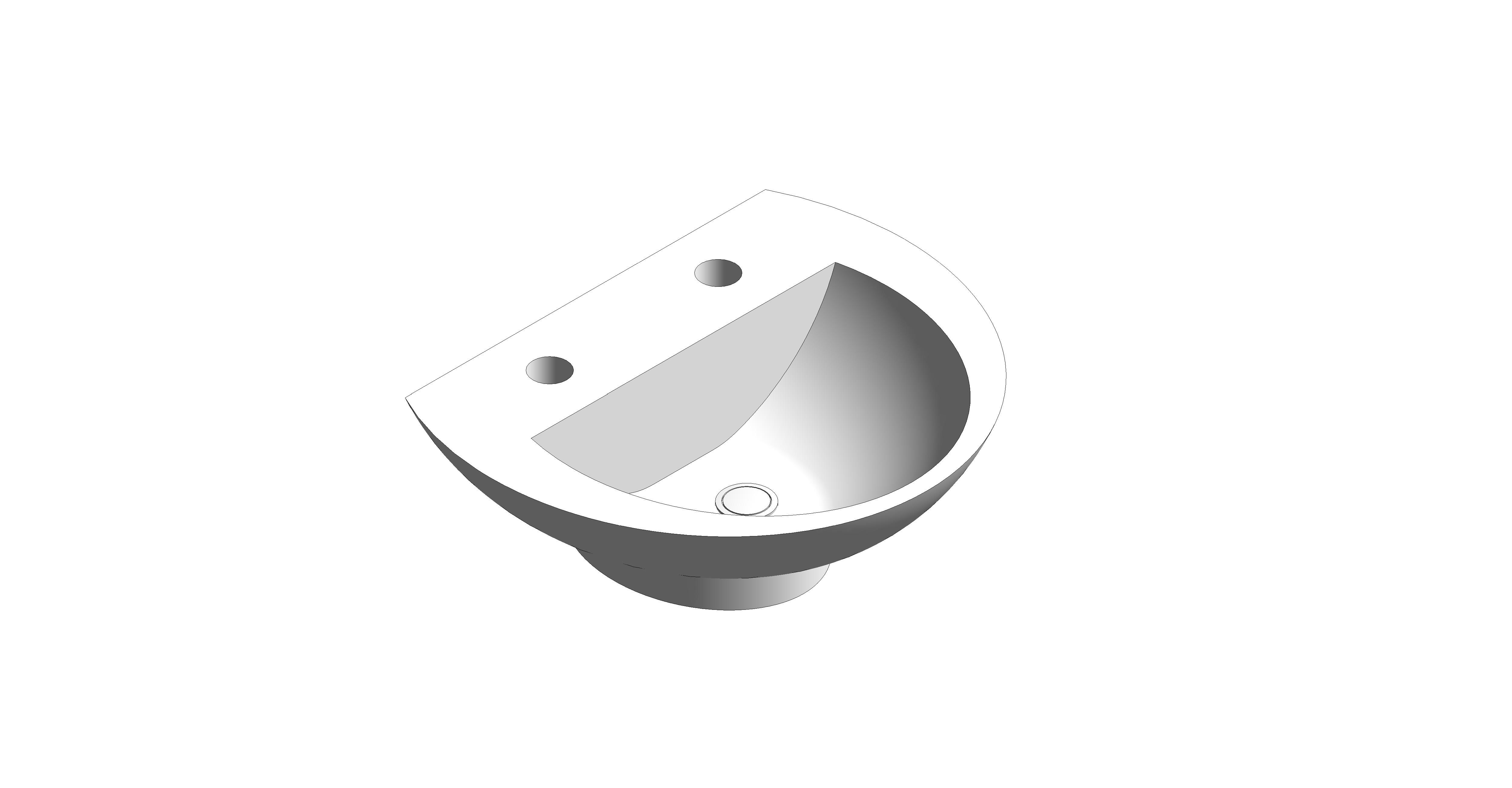 bimstore 3D image of the 450mm Wall Hung Basin 2 Tap Hole from Trade Washrooms