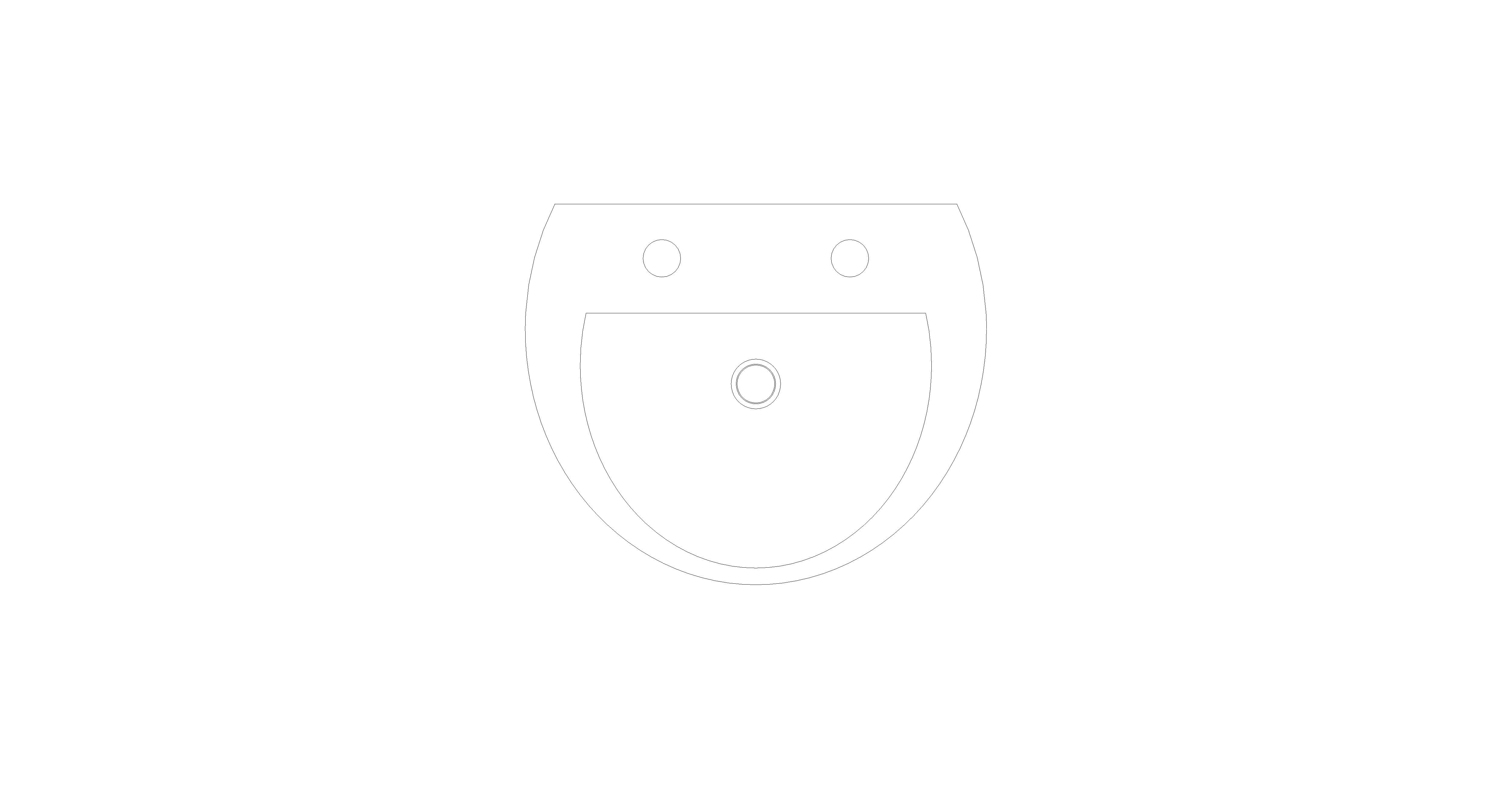 bimstore plan image of the 450mm Wall Hung Basin 2 Tap Hole from Trade Washrooms