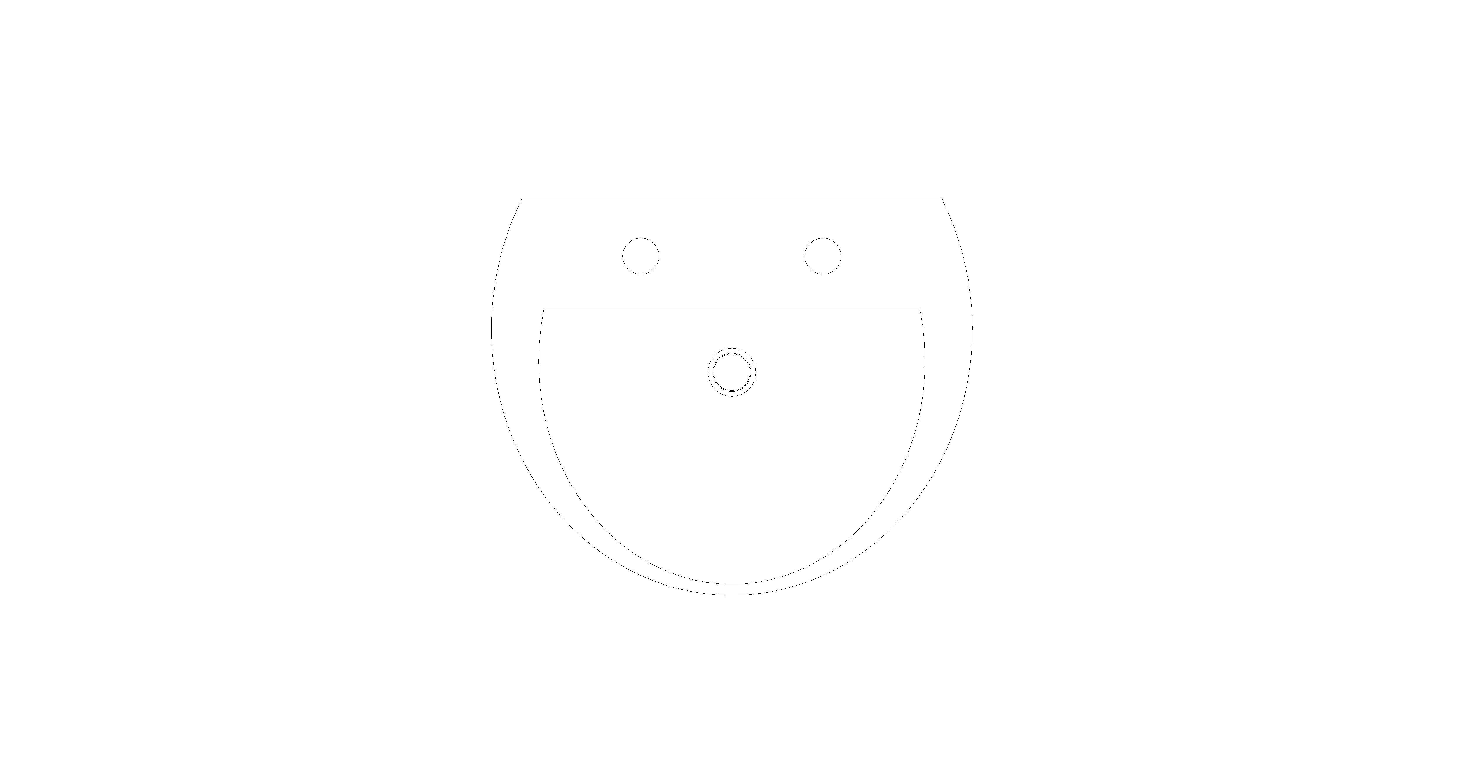 bimstore plan image of the 500mm Wall Hung Basin 2 Tap Hole from Trade Washrooms