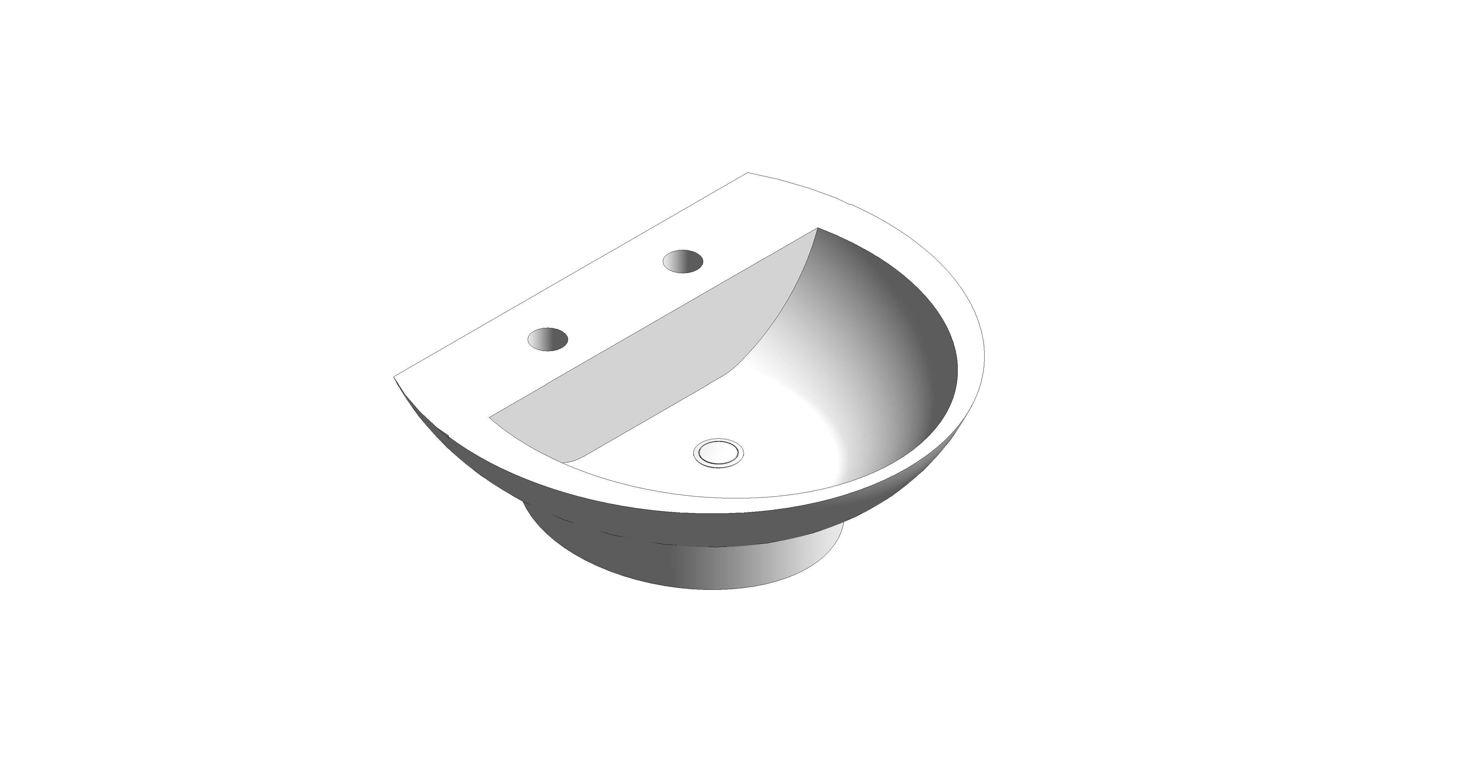 bimstore 3D image of the 550mm Wall Hung Basin  2 Tape Hole from Trade Washrooms