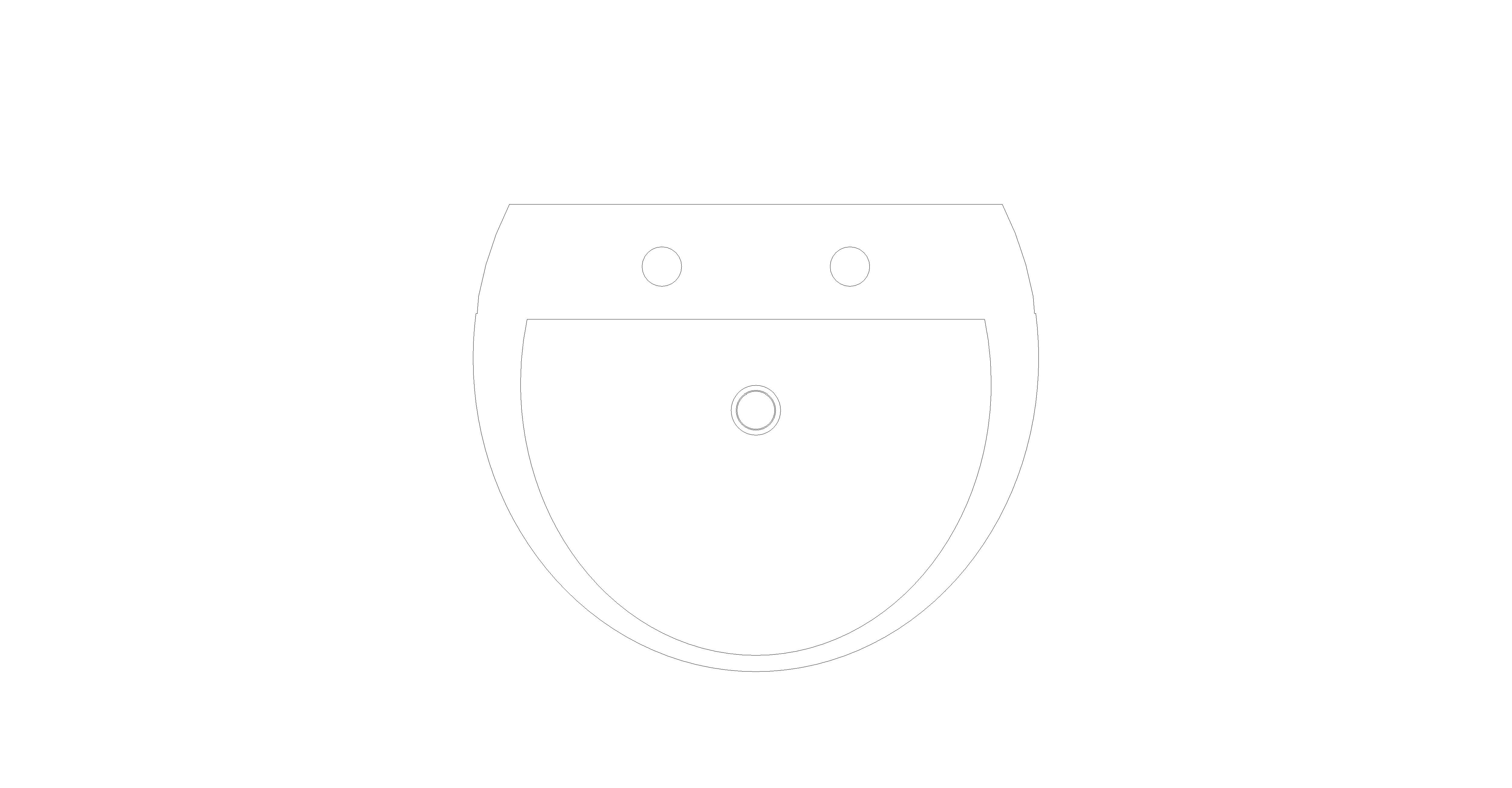 bimstore plan image of the 550mm Wall Hung Basin 2 Tape Hole from Trade Washrooms