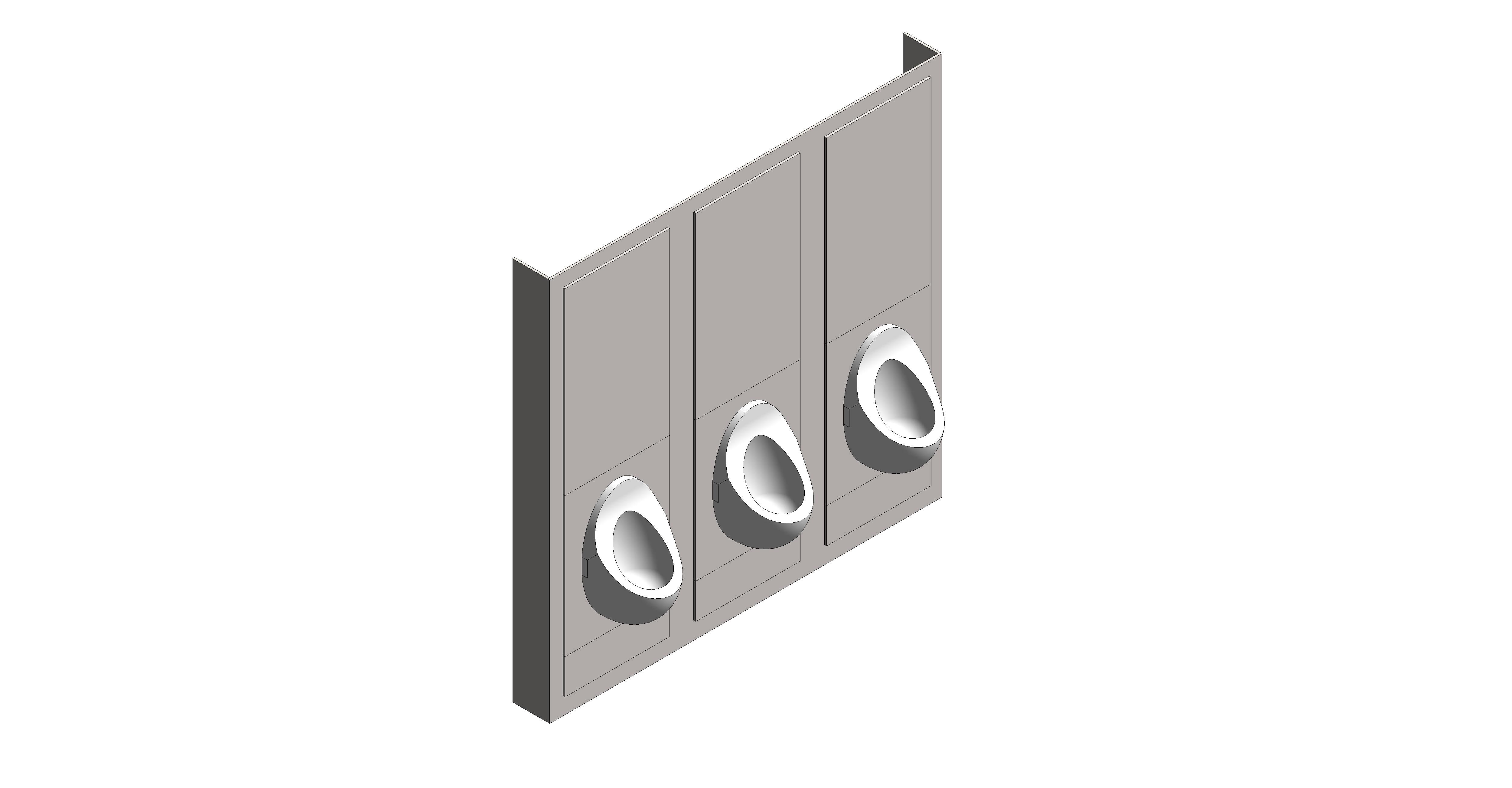 bimstore 3D image of the 3 x Concealed Trap Urinal Set from Trade Washrooms