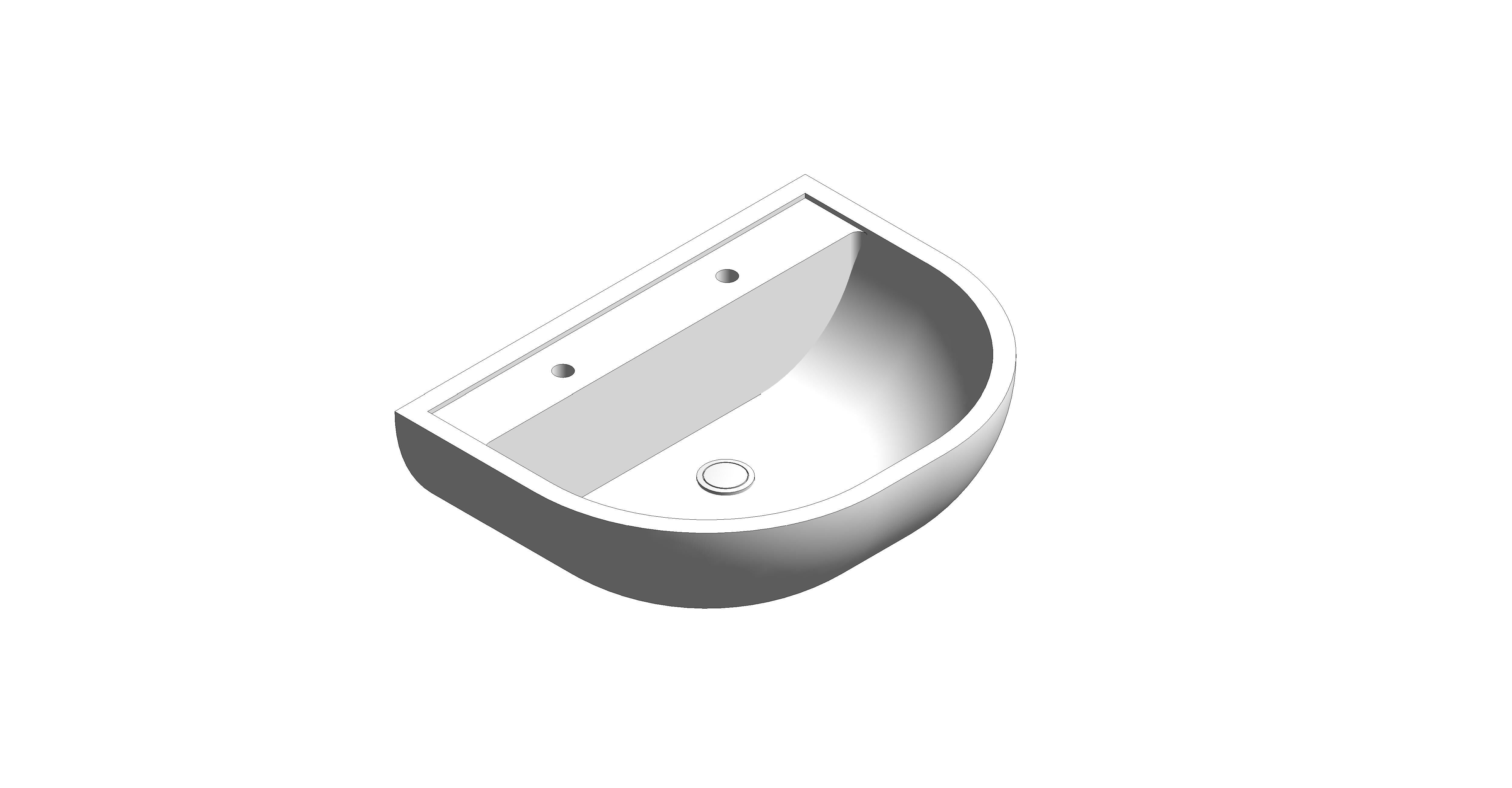 bimstore 3D image of the Non Clinical Wash Hand Basin 2 Tap Hole from Trade Washrooms