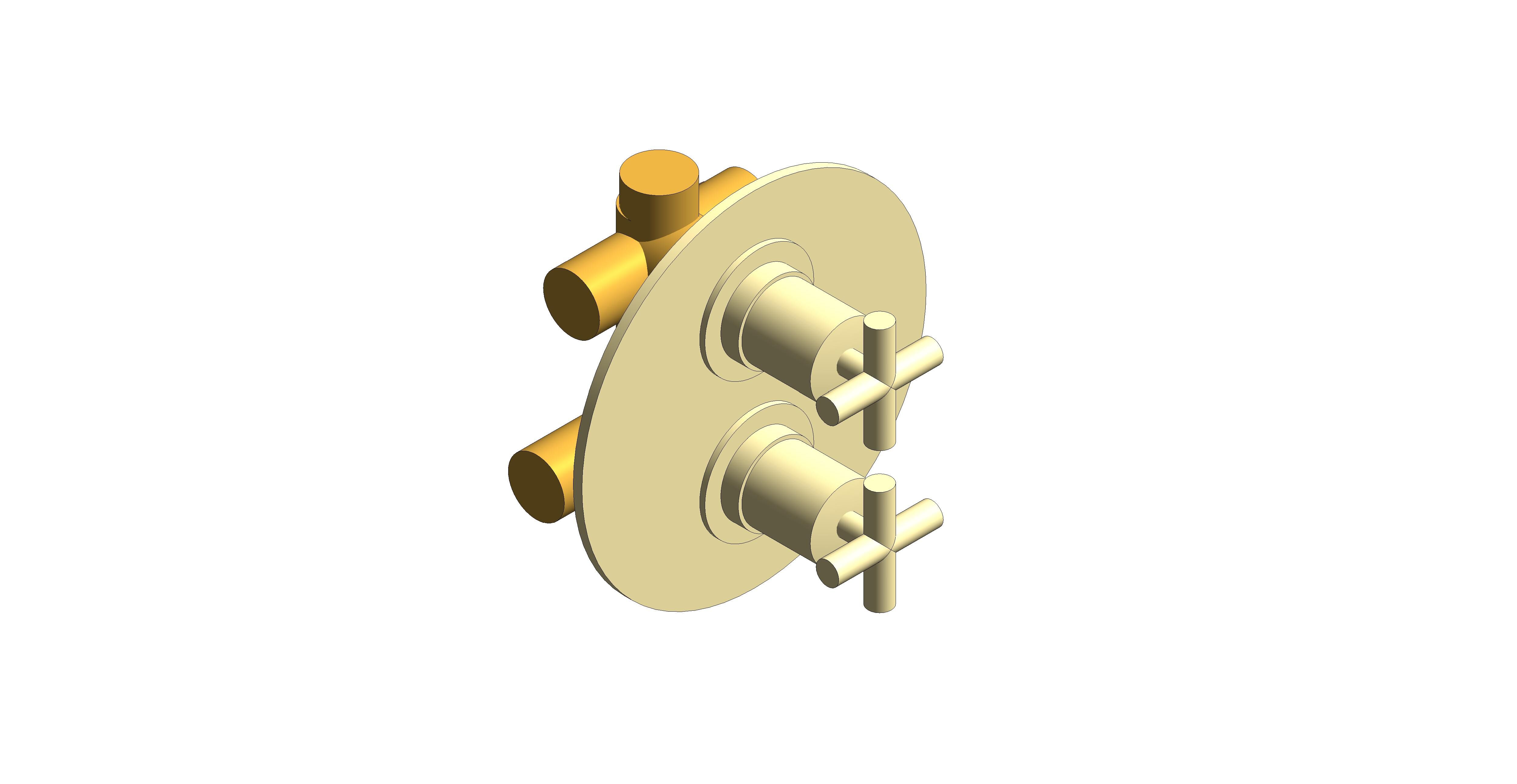 Product: ELEMENTS 2 Outlet Thermostatic Shower Valve, finished in a brushed gold with cross handles (IND-ELE148D/2-BRG)