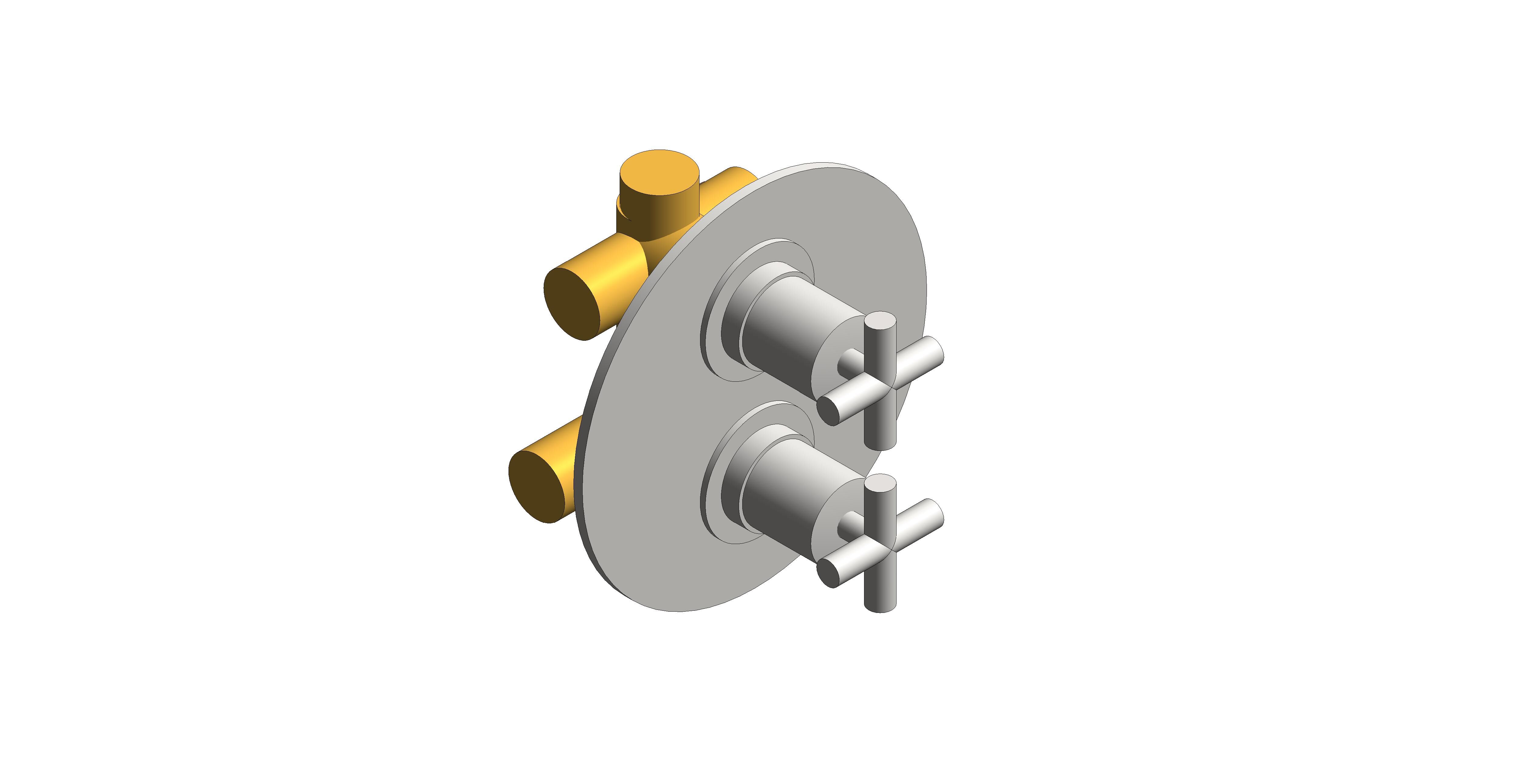 Product: ELEMENTS 2 Outlet Thermostatic Shower Valve, finished in a brushed nickel with cross handles (IND-ELE148D/2-BRN)
