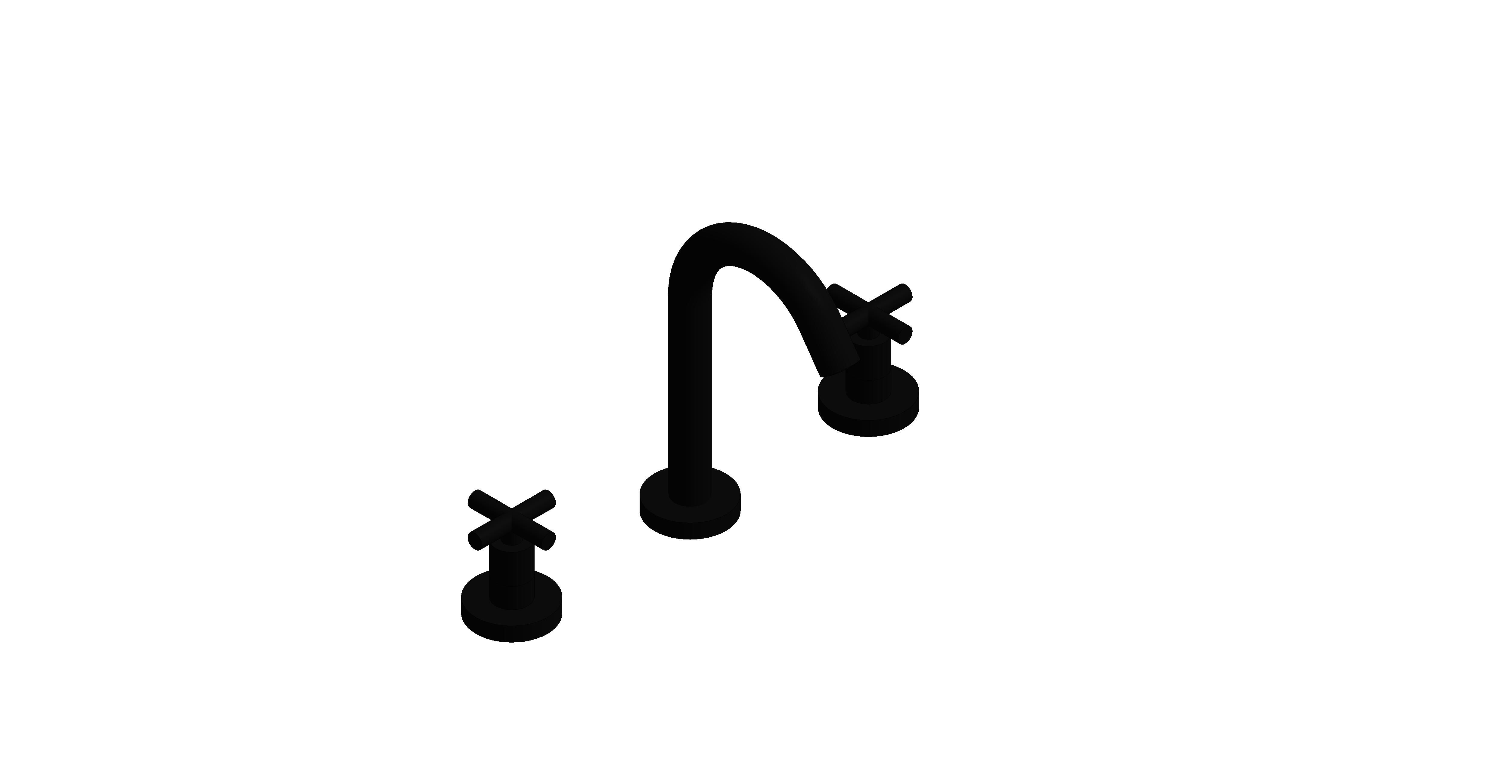 Product: ELEMENTS Basin mixer tap with a pop up basin waste, finished in a brushed black with cross handles (IND-ELW101F-BLK)