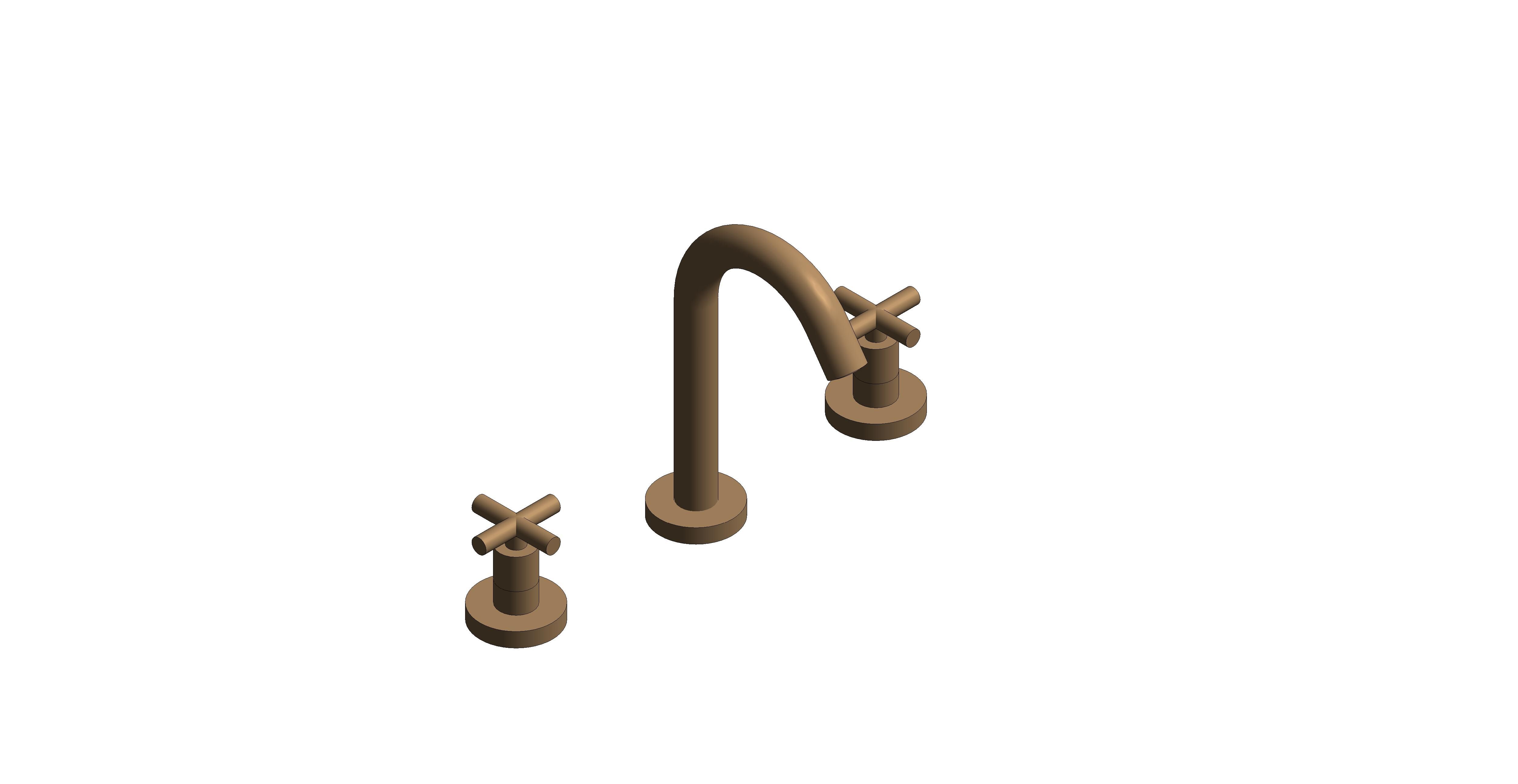 Product: ELEMENTS Elements 3 Hole Deck Mounted Basin Mixer Tap, with cross handles and pop-up waste in Brushed Bronze (IND-ELW101F-BRZ)