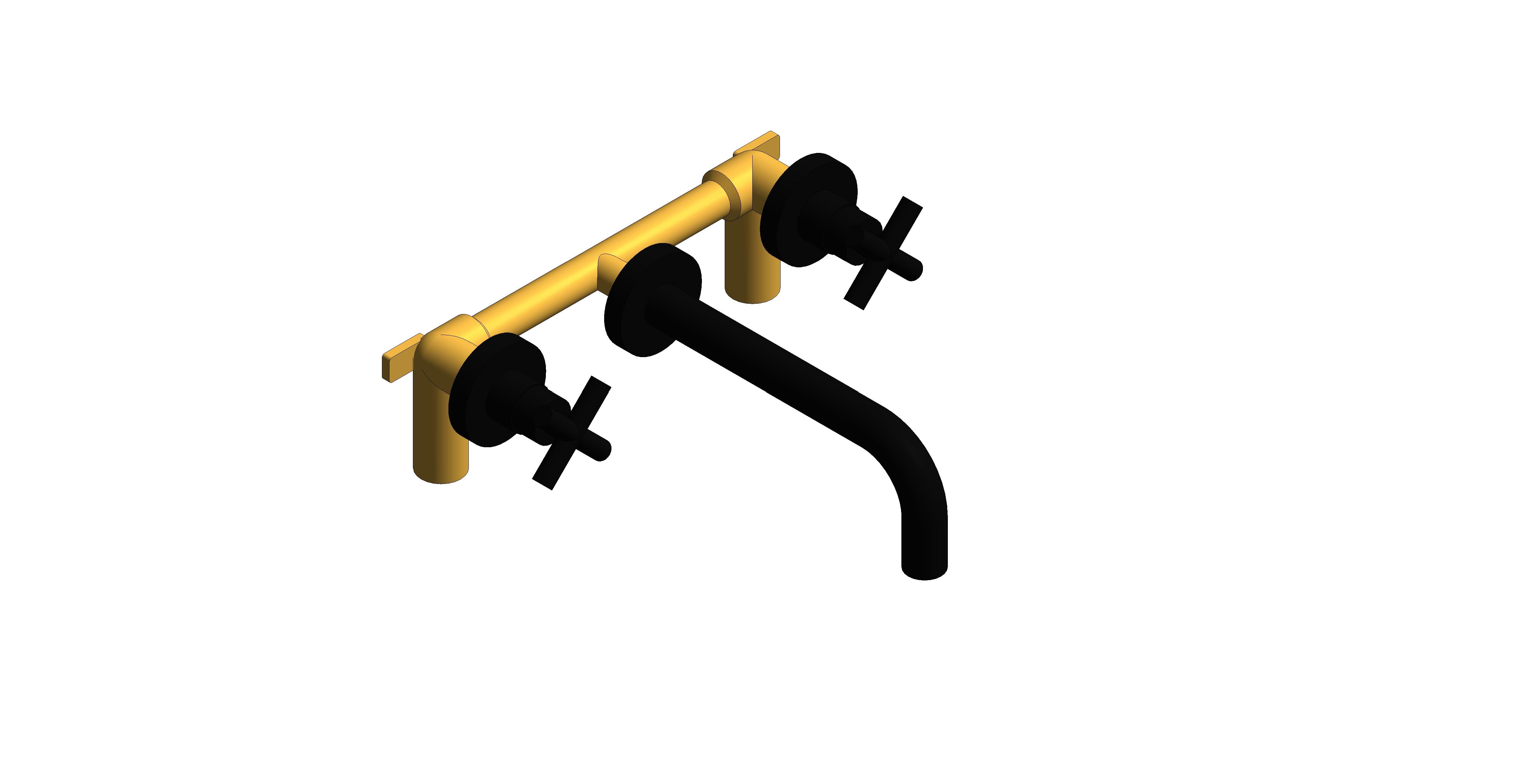 Product: ELEMENTS Wall mounted basin mixer tap, finished in a brushed black with cross handles (IND-ELW109FLA-BLK)