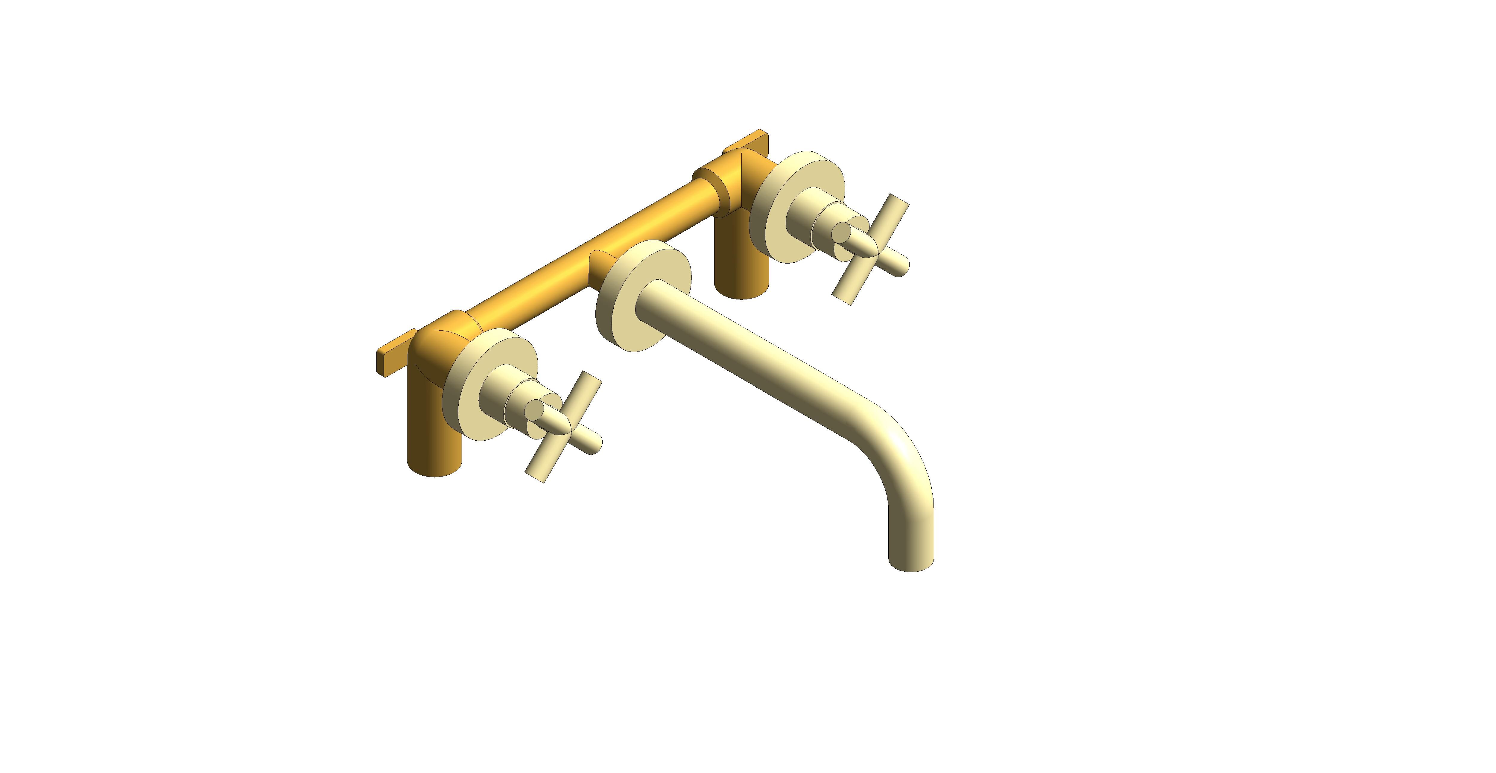 Product: ELEMENTS Wall mounted basin mixer tap, finished in a brushed gold with cross handles (IND-ELW109FLA-BRG)