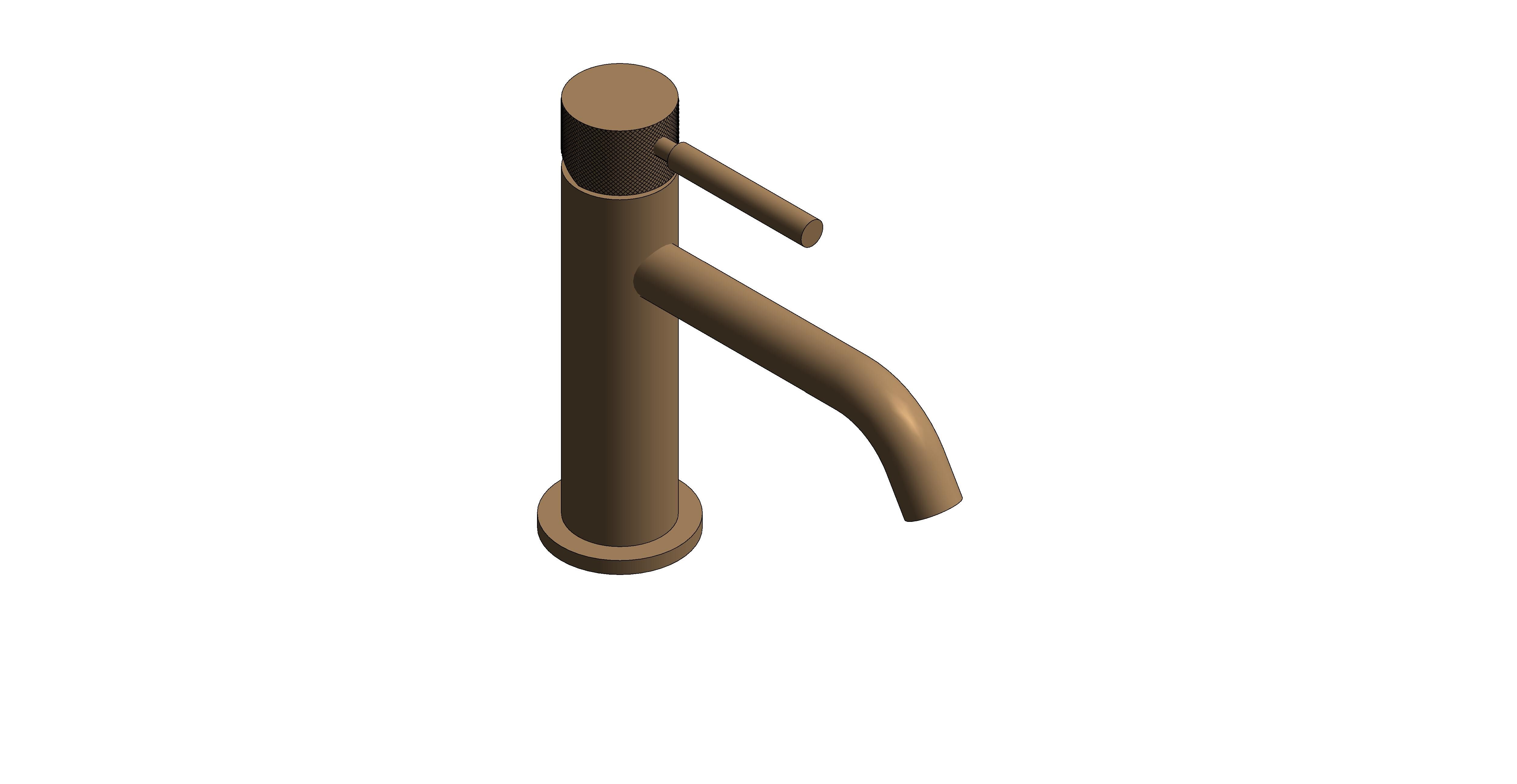 Product: KNURLED ACCENTS Slimline mono basin mixer tap, finished in brushed bronze with knurled accents (IND-ORI200/SB-BRZK)