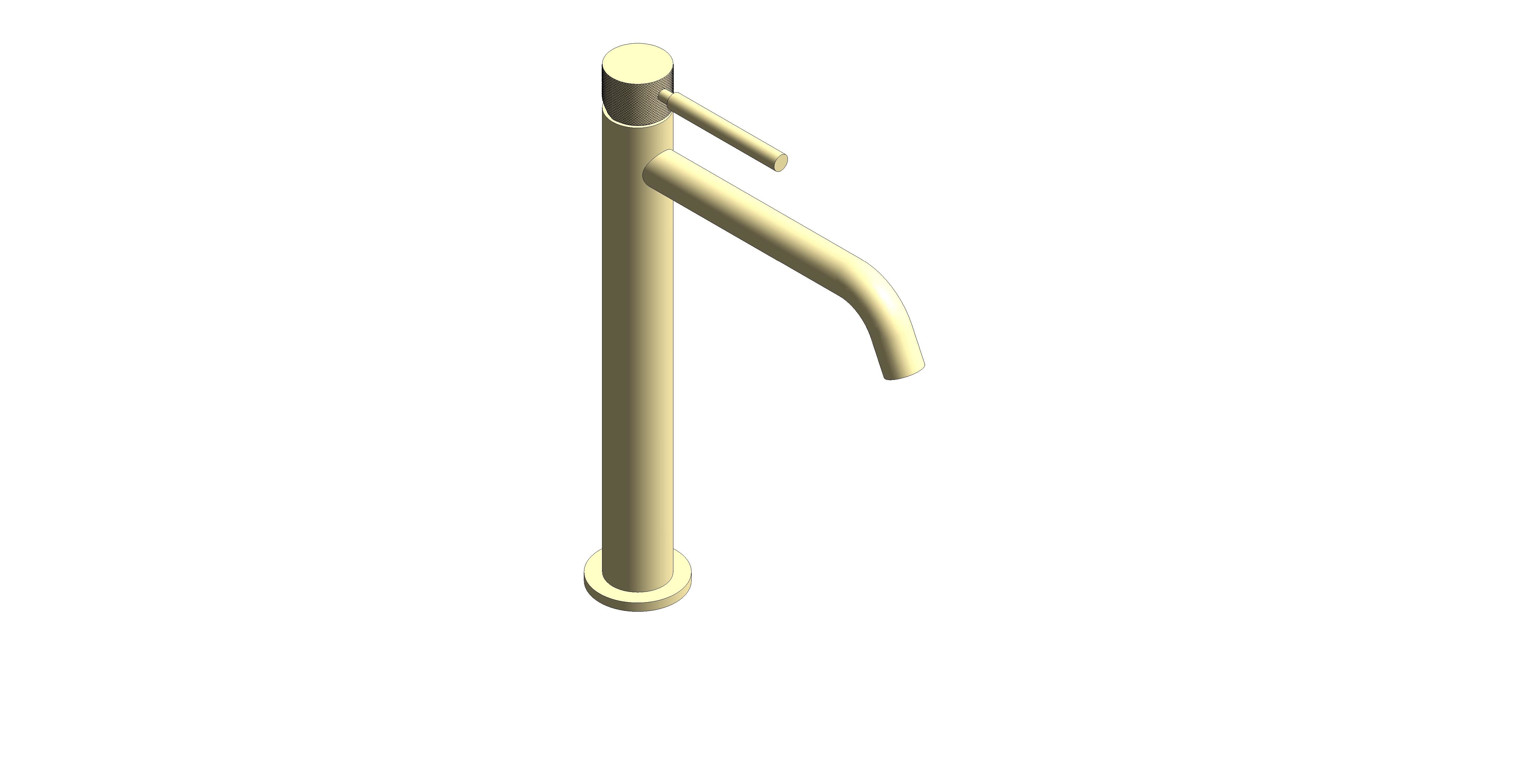 Product: KNURLED ACCENTS Slimline tall basin mixer tap, finished in a brushed gold with knurled accents (IND-ORI200E/SB-BRGK)
