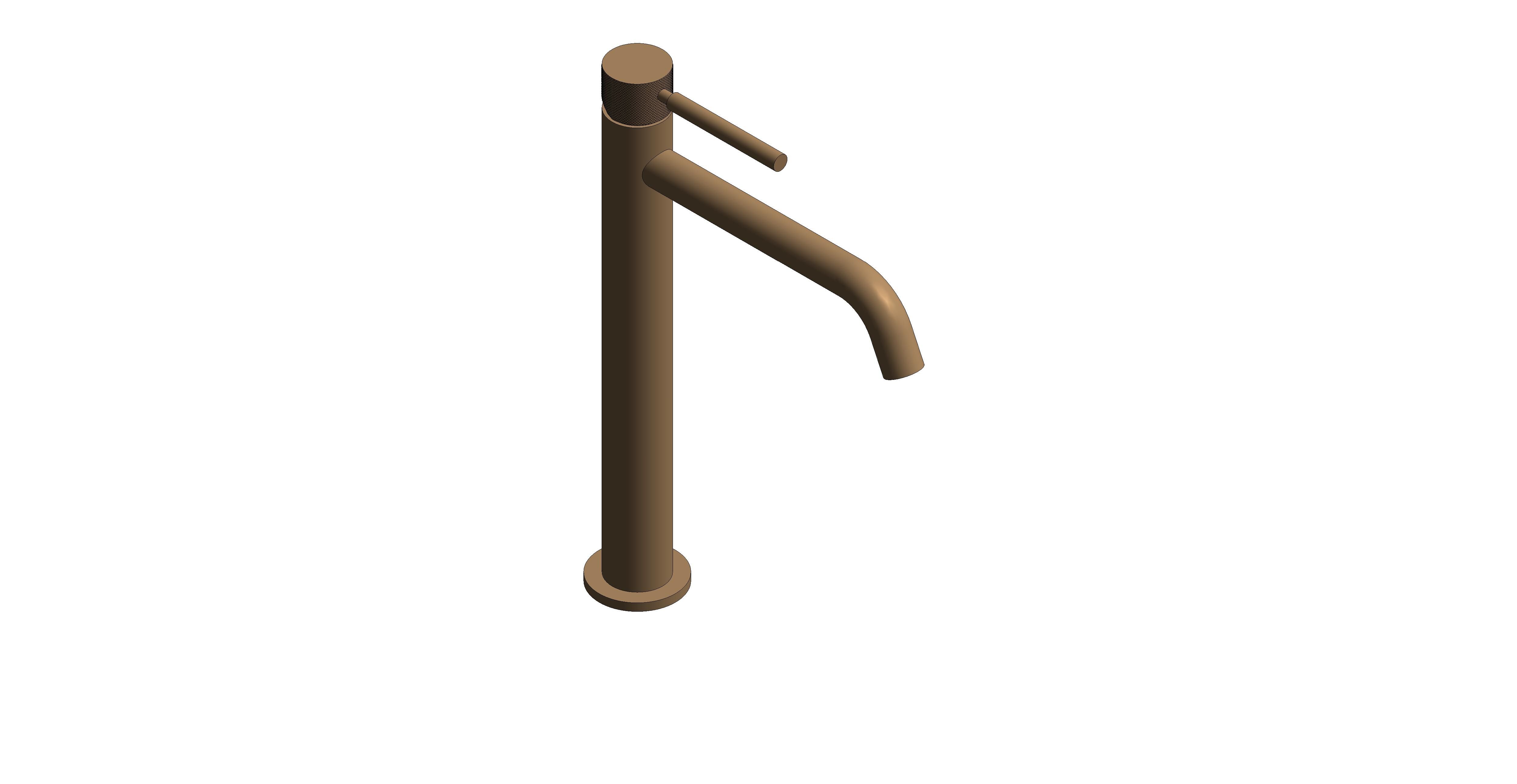 Product: KNURLED ACCENTS Origins tall mono basin mixer tap, in a Brushed Bronze finish with knurled details (IND-ORI200E/SB-BRZK)