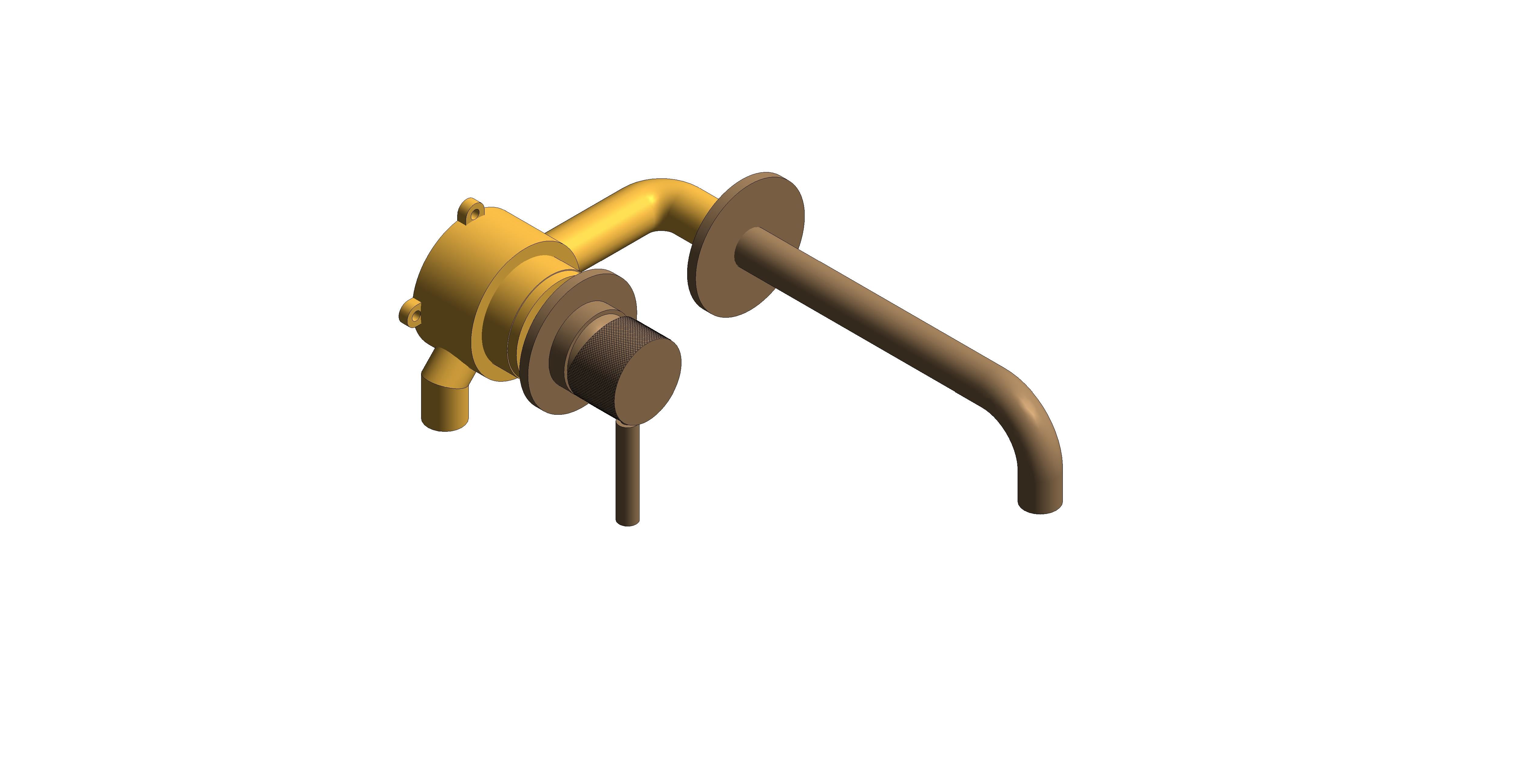 Product: KNURLED ACCENTS Wall mounted single lever basin mixer tap, in Brushed Bronze and knurled handle (IND-ORI209-2-BRZK)